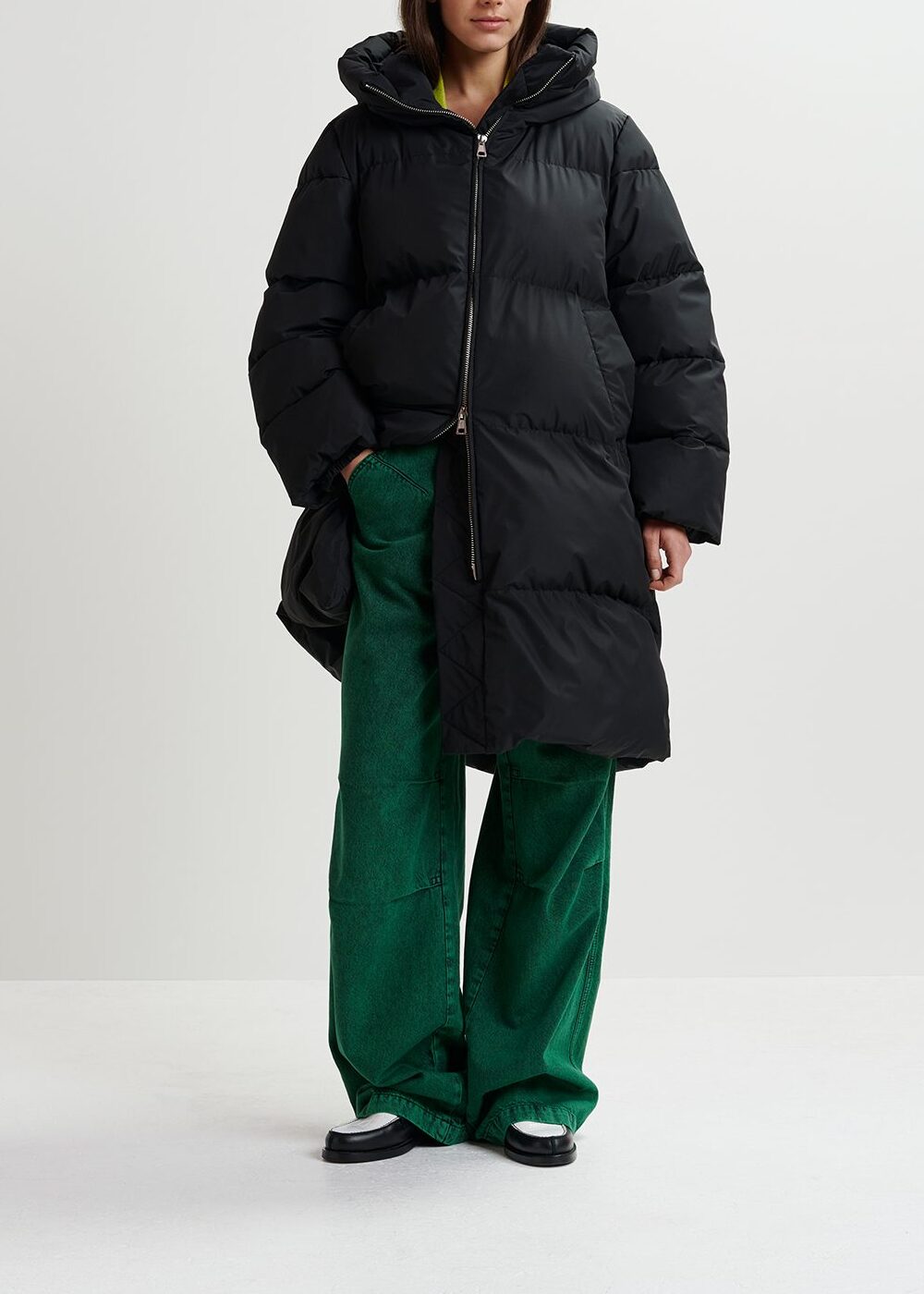 Black hooded puffer coat RE—SSENTIEL | Essentiel second hand