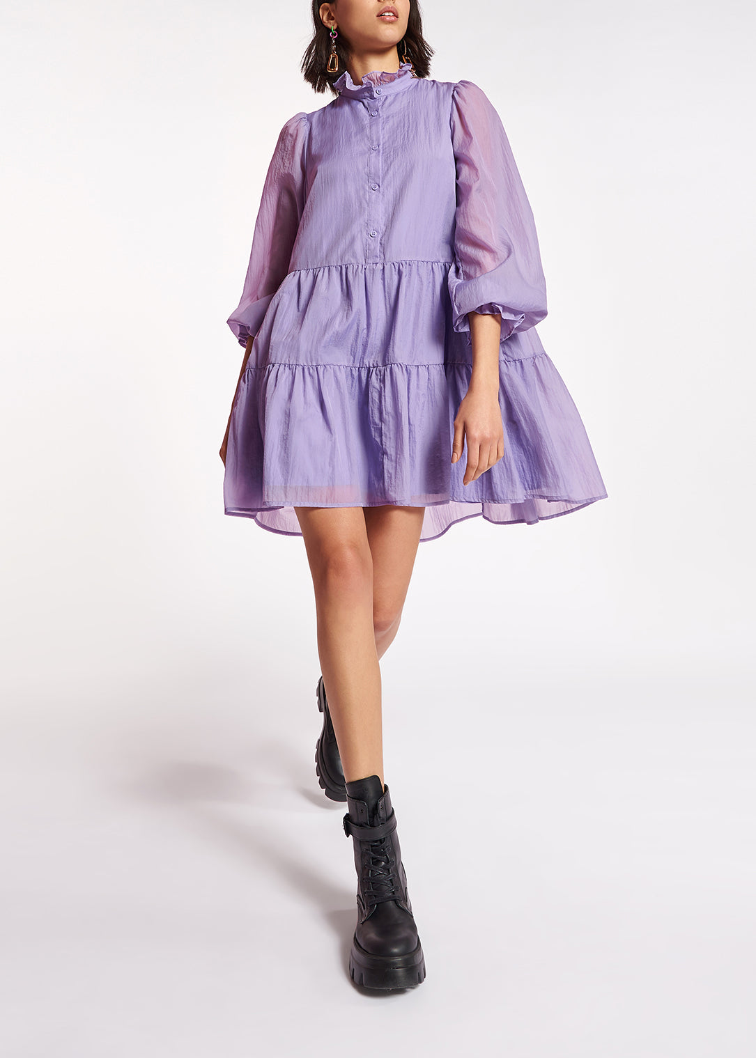 Mauve mini-jurk met volants RE—SSENTIEL | Essentiel second hand