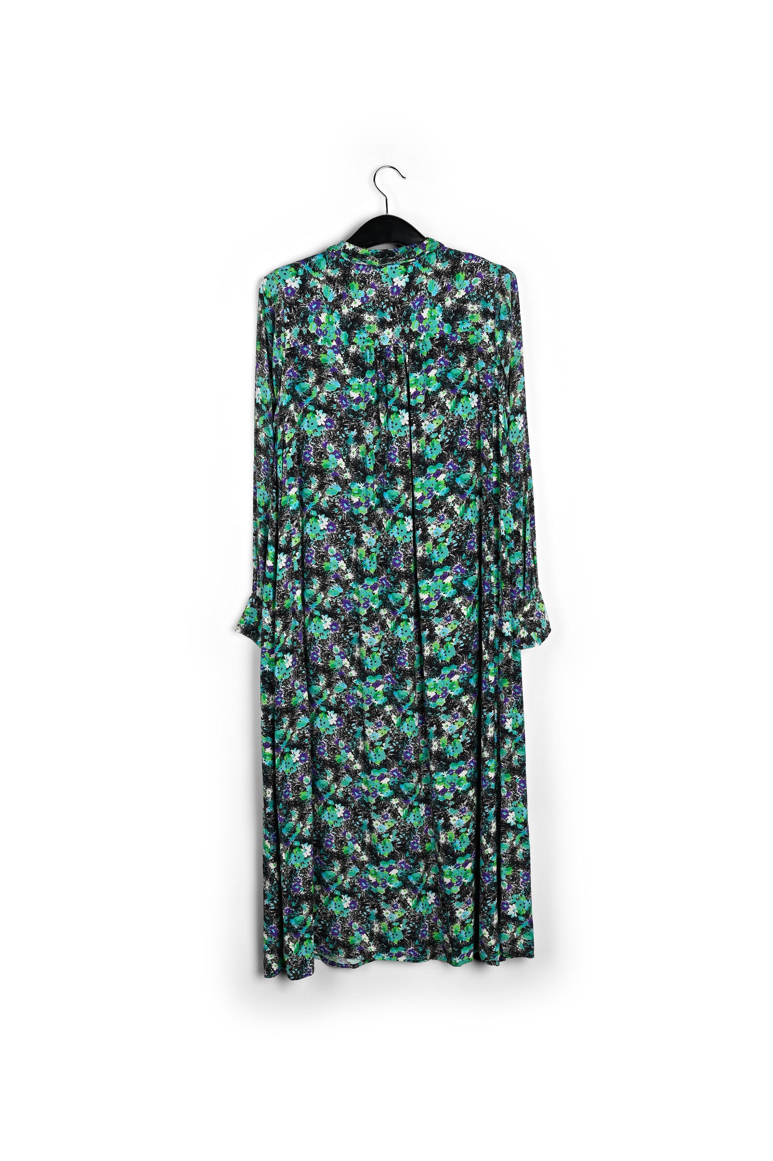 Groene A-lijn hemdjurk met bloemenprint RE—SSENTIEL | Essentiel second hand