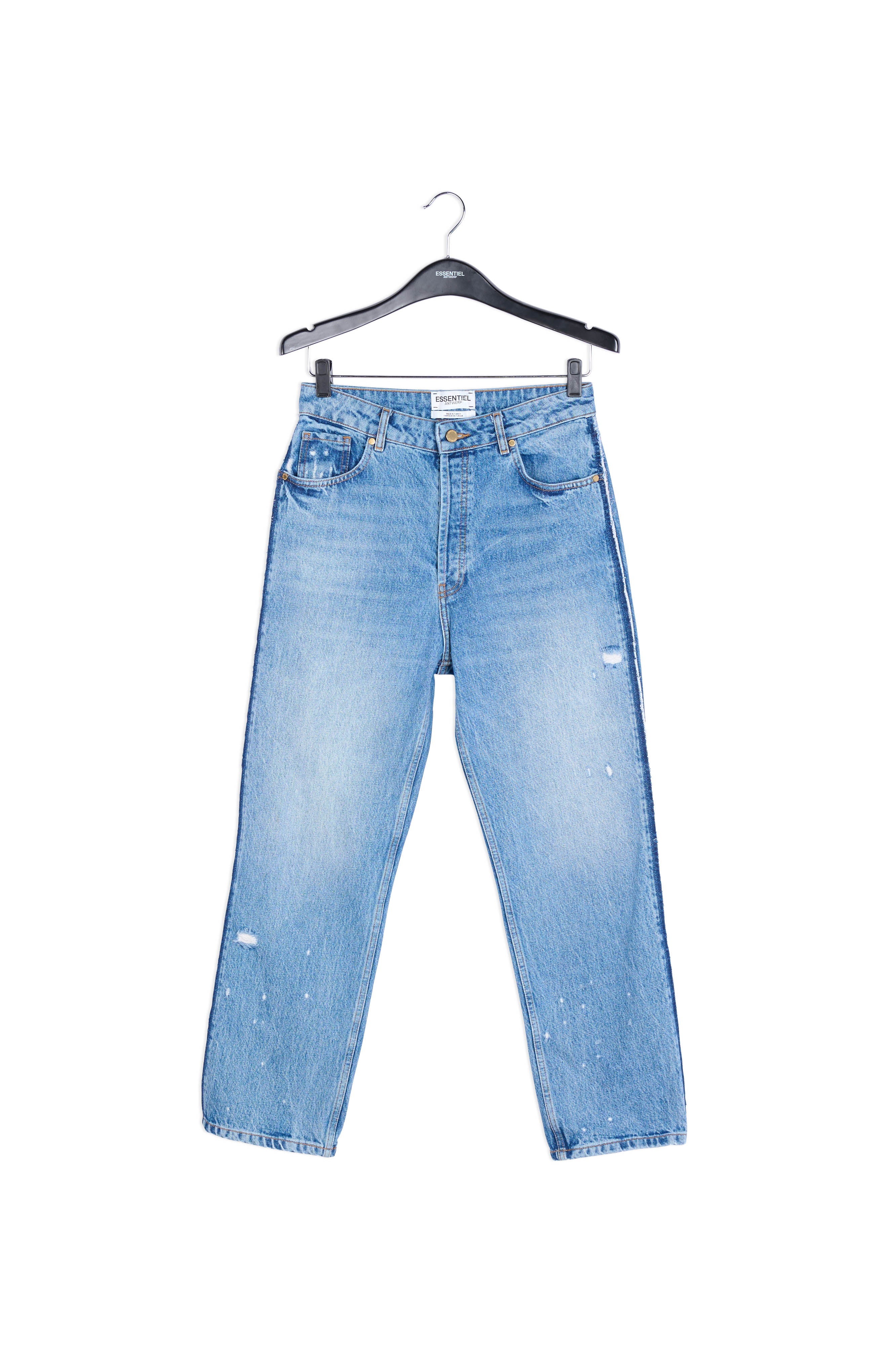 Donkerblauwe afgewassen jeans met hoge taille RE—SSENTIEL | Essentiel second hand