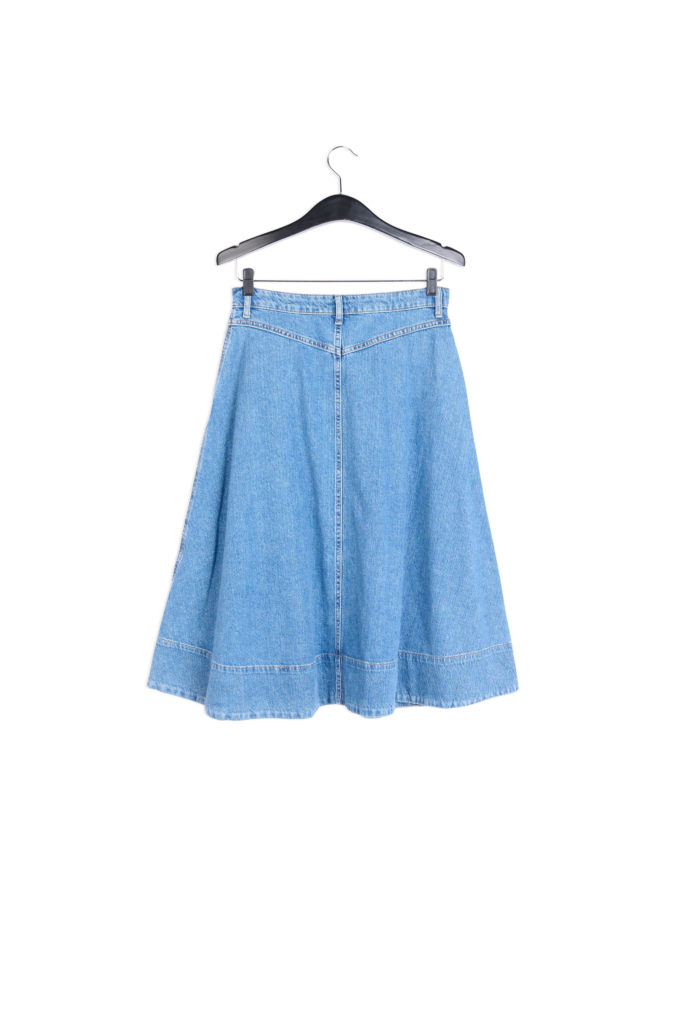 Dark blue denim pleated midi skirt RE—SSENTIEL | Essentiel second hand