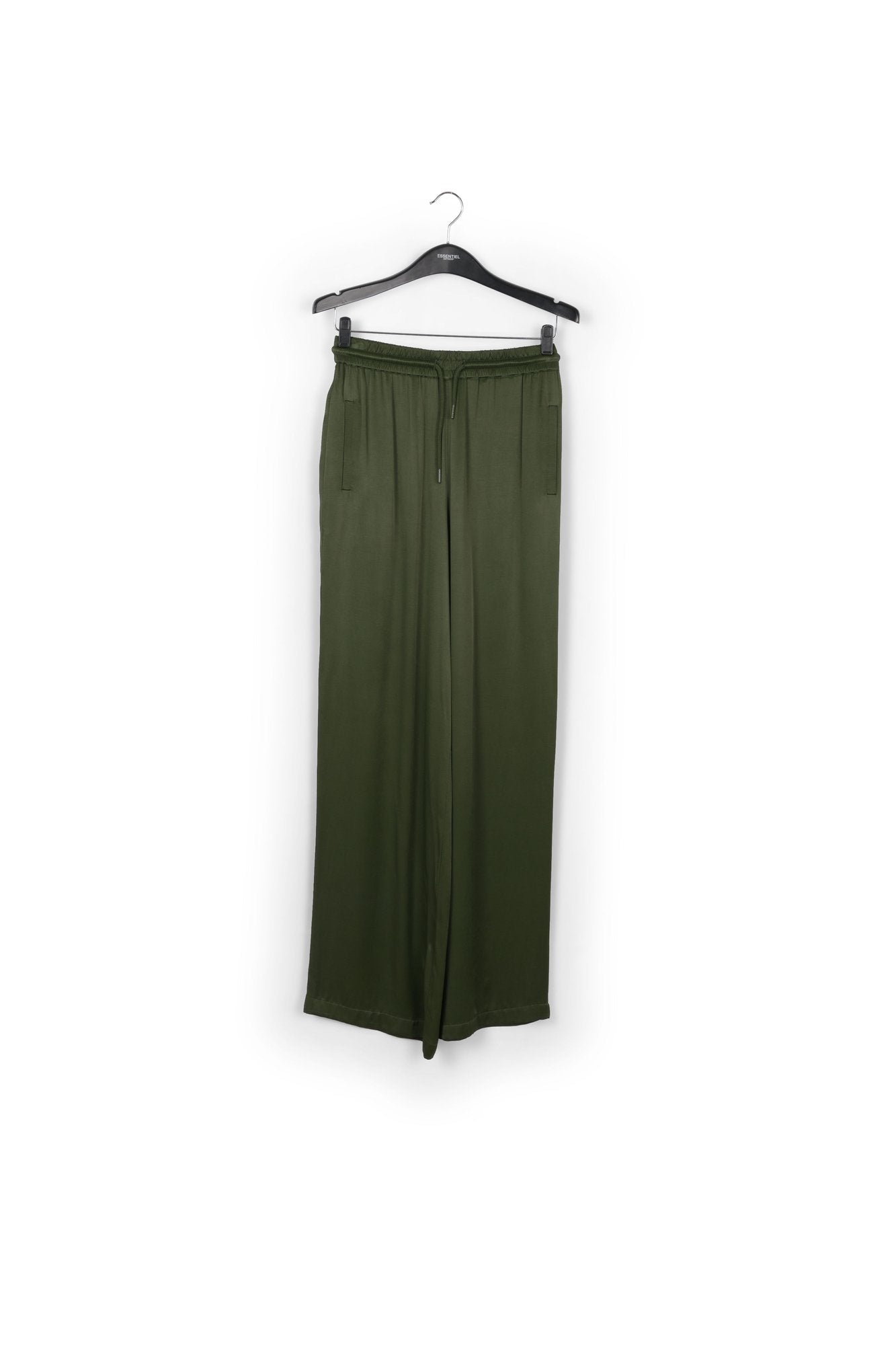 Pine green wide leg satin pj pants RE—SSENTIEL | Essentiel second hand