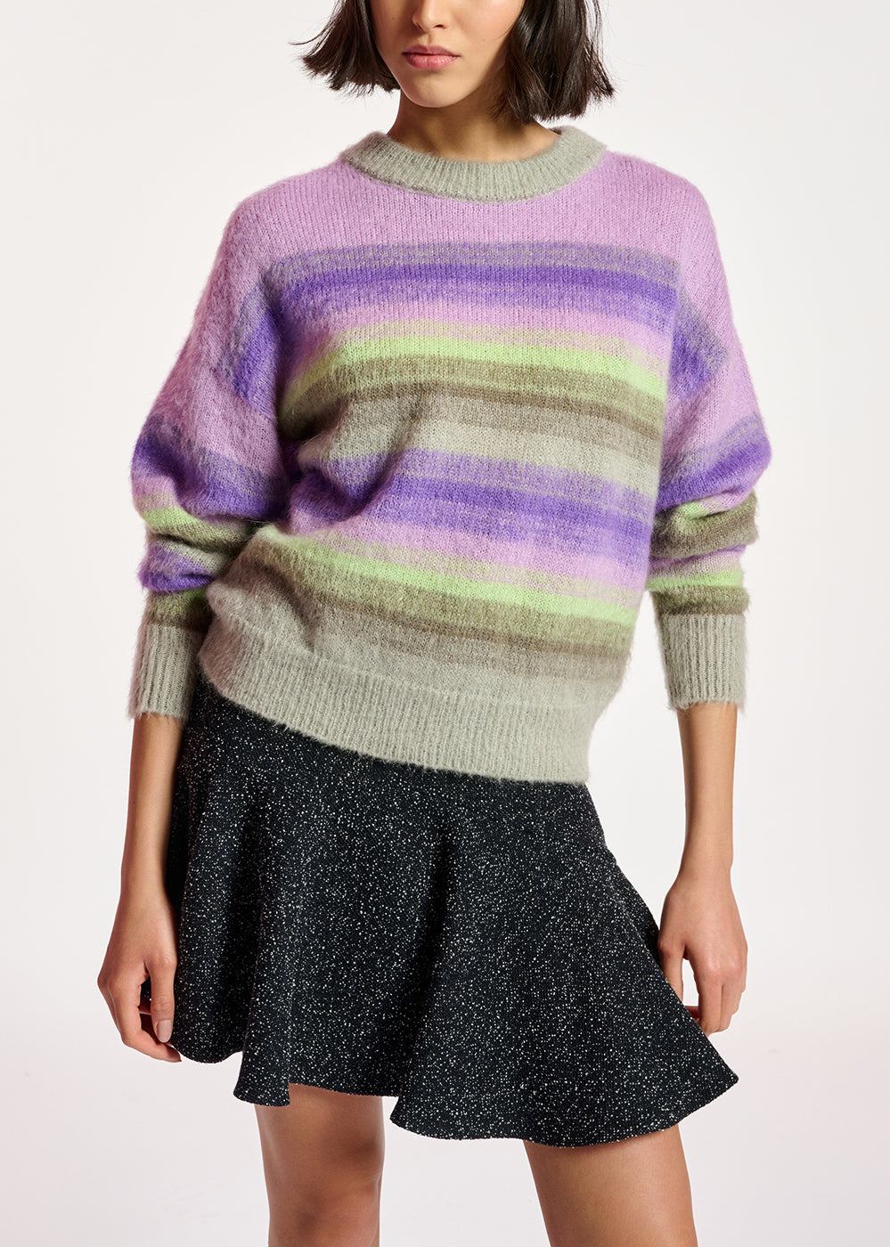 Pull à rayures pourpres, vert menthe et beiges RE—SSENTIEL | Essentiel second hand