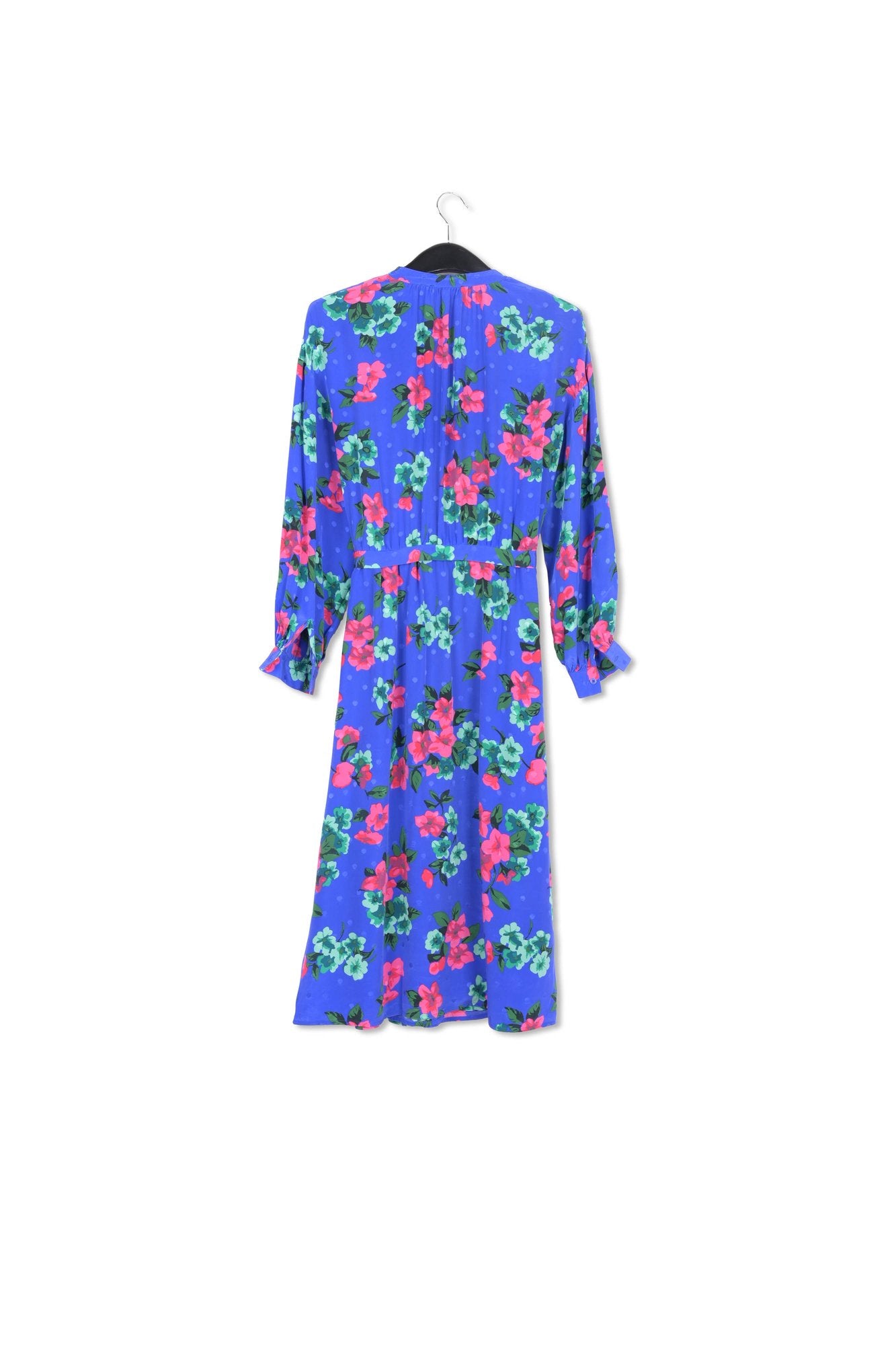 Dark blue floral and polka dot silk shirt dress RE—SSENTIEL | Essentiel second hand