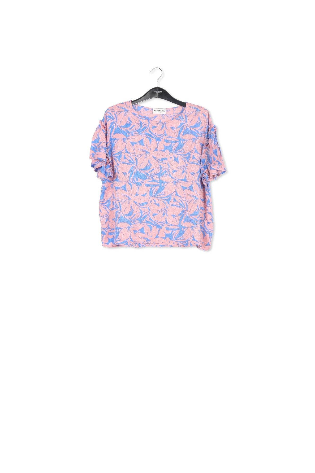 Light pink and floral short-sleeved top RE—SSENTIEL | Essentiel second hand