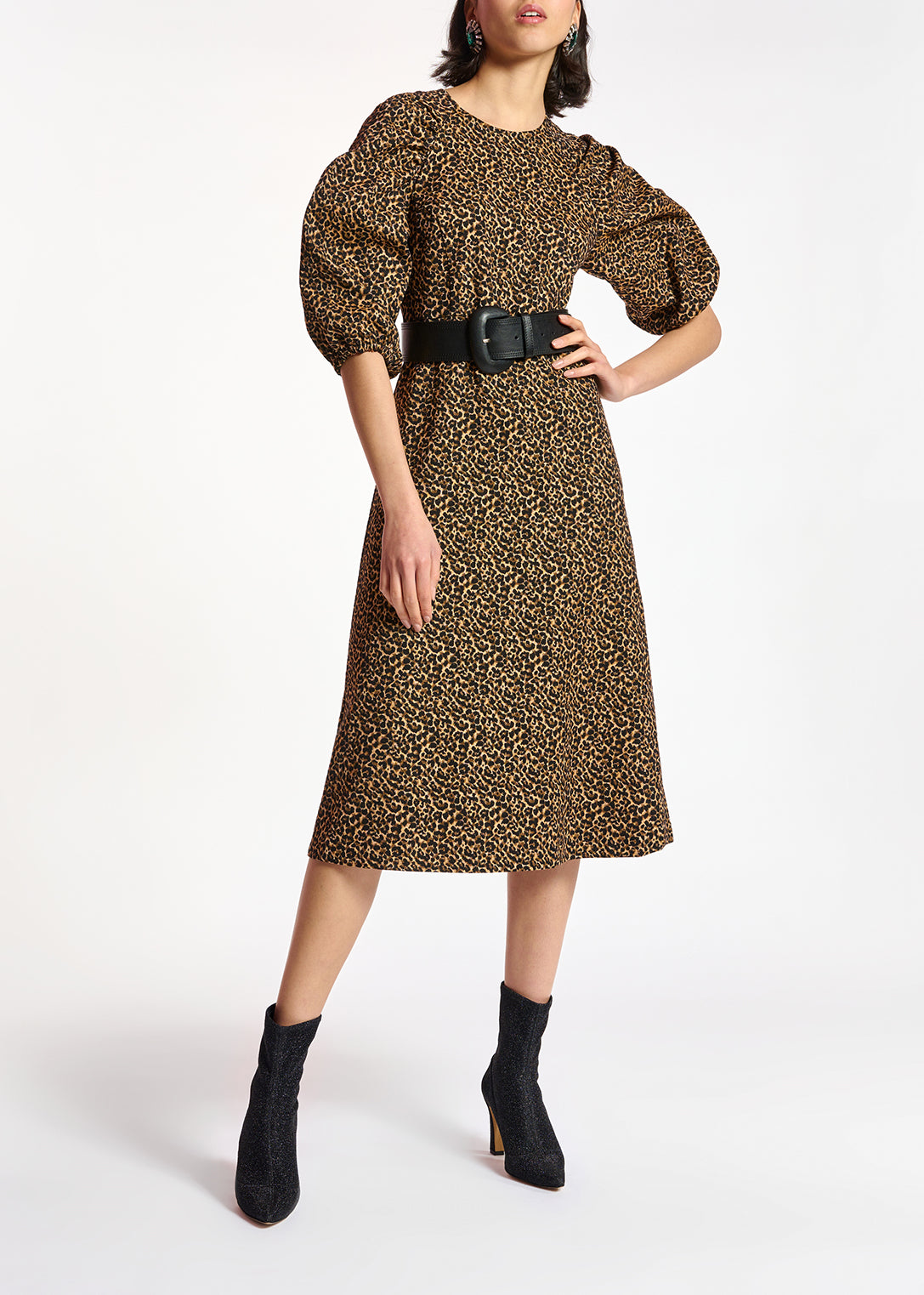 Jacquard midi-length dress with leopard motif RE—SSENTIEL | Essentiel second hand