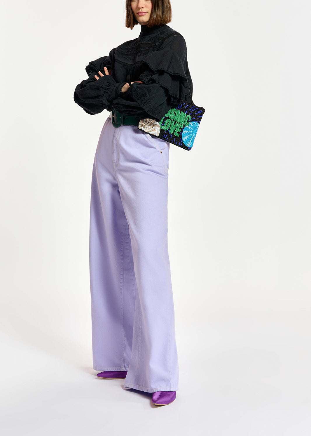 Lilac denim wide-leg jeans RE—SSENTIEL | Essentiel second hand