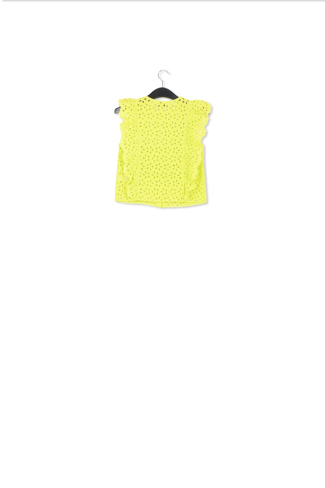 Lime green broderie anglaise cotton top RE—SSENTIEL | Essentiel second hand