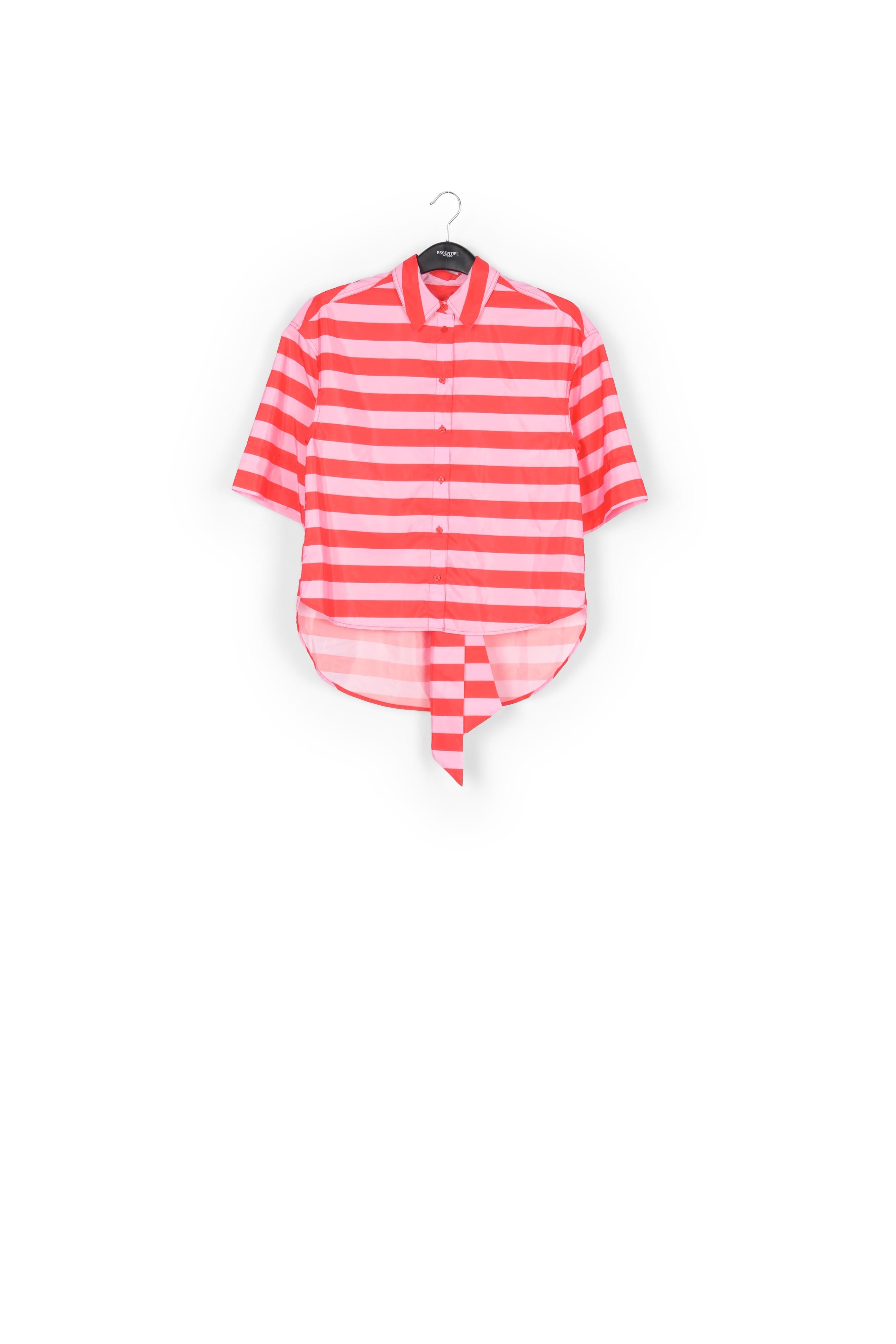 Lichtroze gestreept hemd met strik RE—SSENTIEL | Essentiel second hand