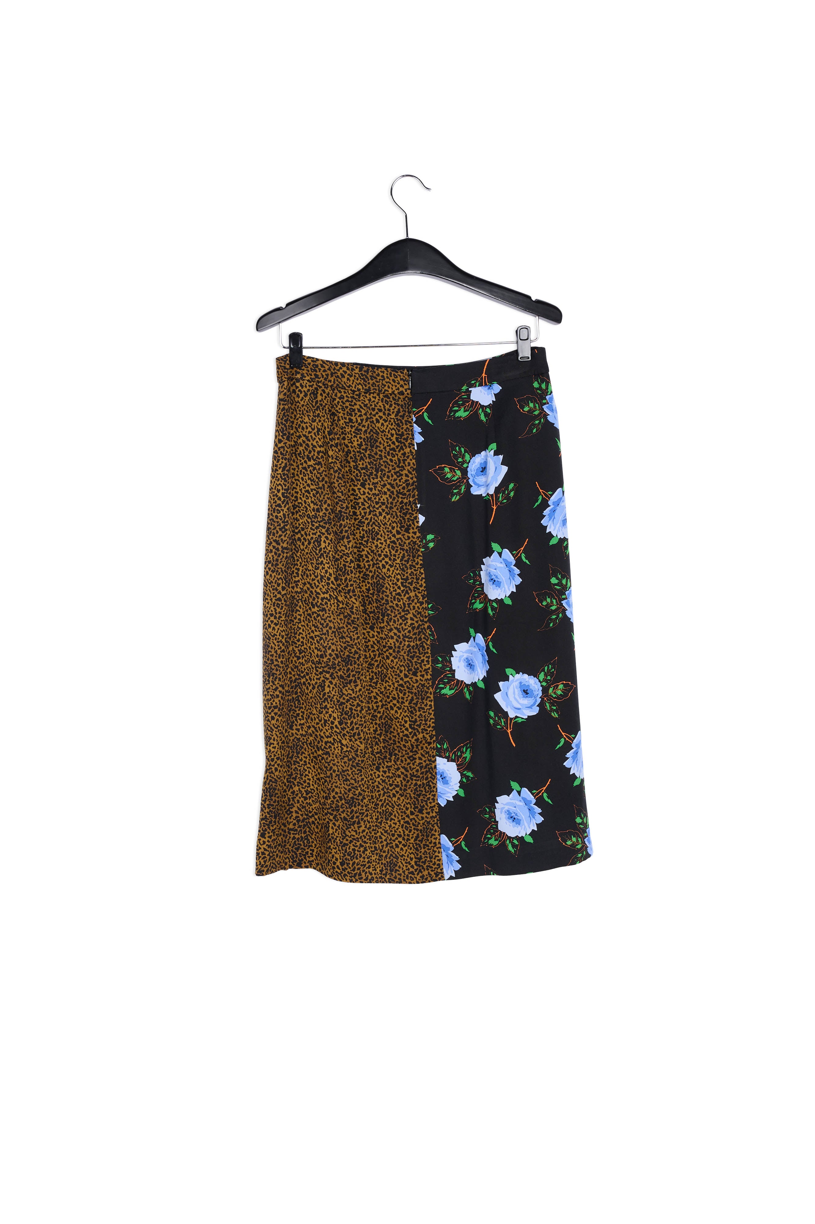 Midirok met donkere bloemen- en luipaardprint RE—SSENTIEL | Essentiel second hand