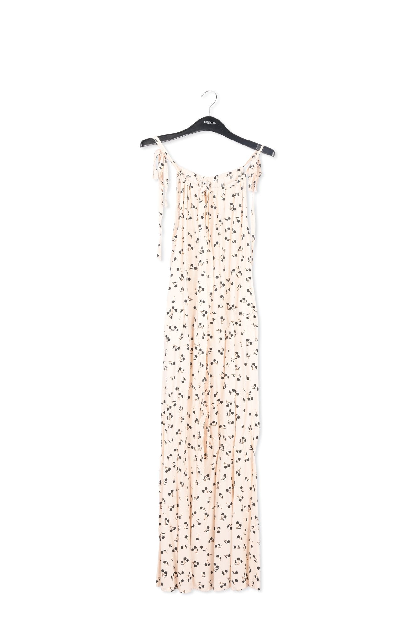 Off-white halter neck maxi dress with cherry print RE—SSENTIEL | Essentiel second hand