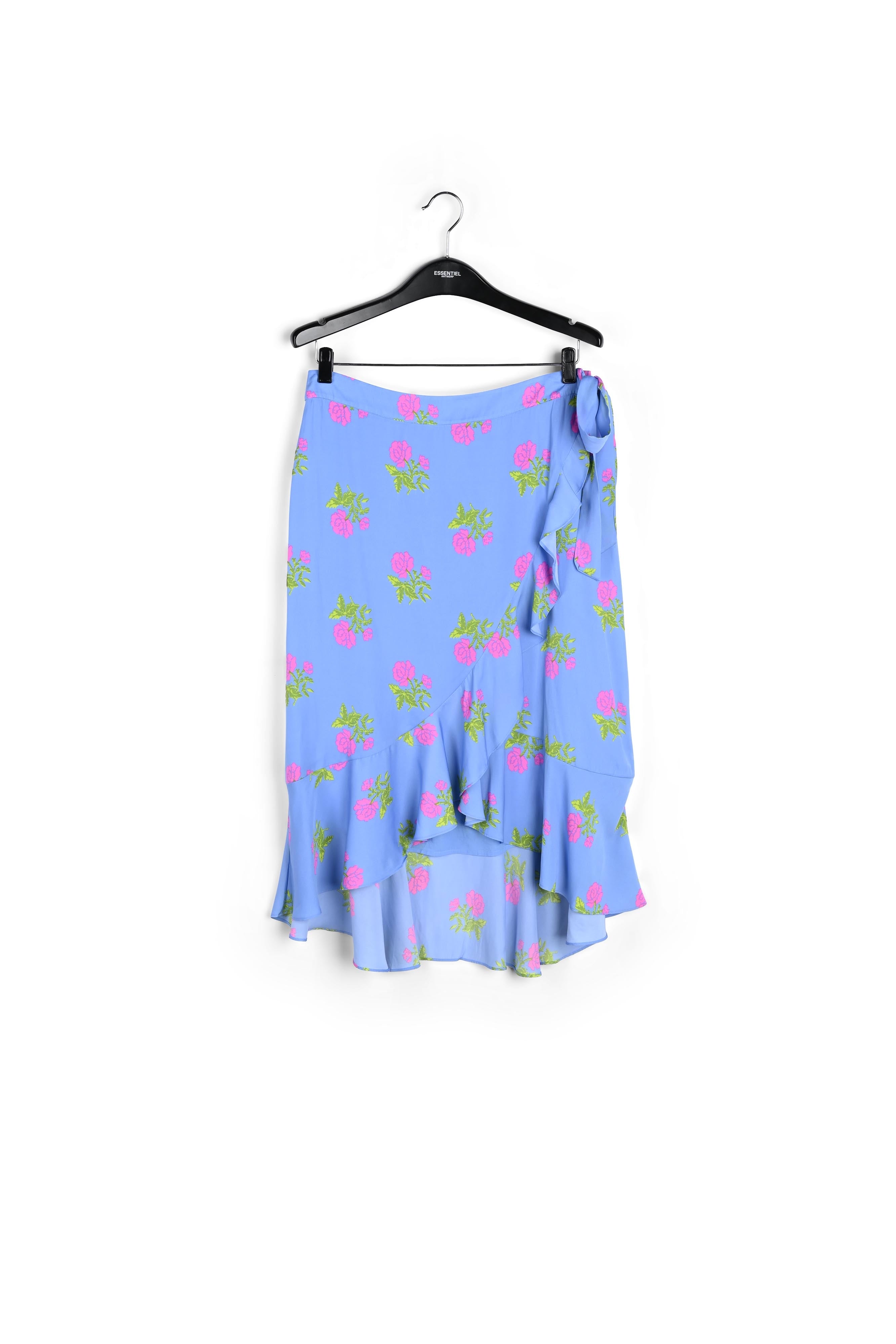 Blue floral print ruffled skirt RE—SSENTIEL | Essentiel second hand