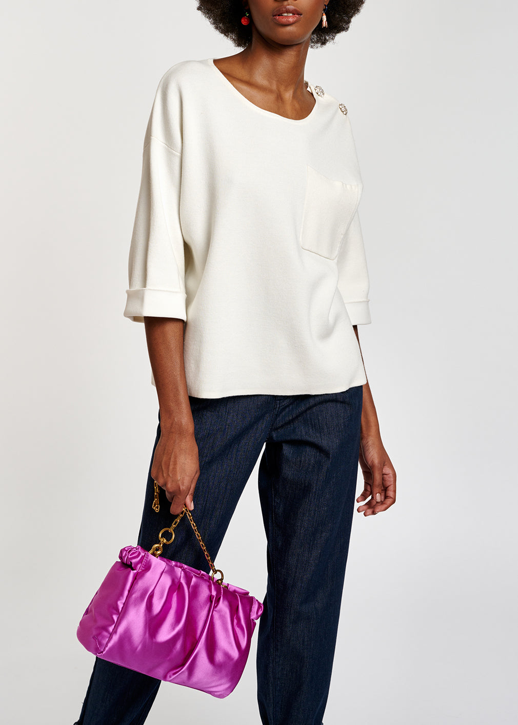 Off-white short-sleeved sweater RE—SSENTIEL | Essentiel second hand