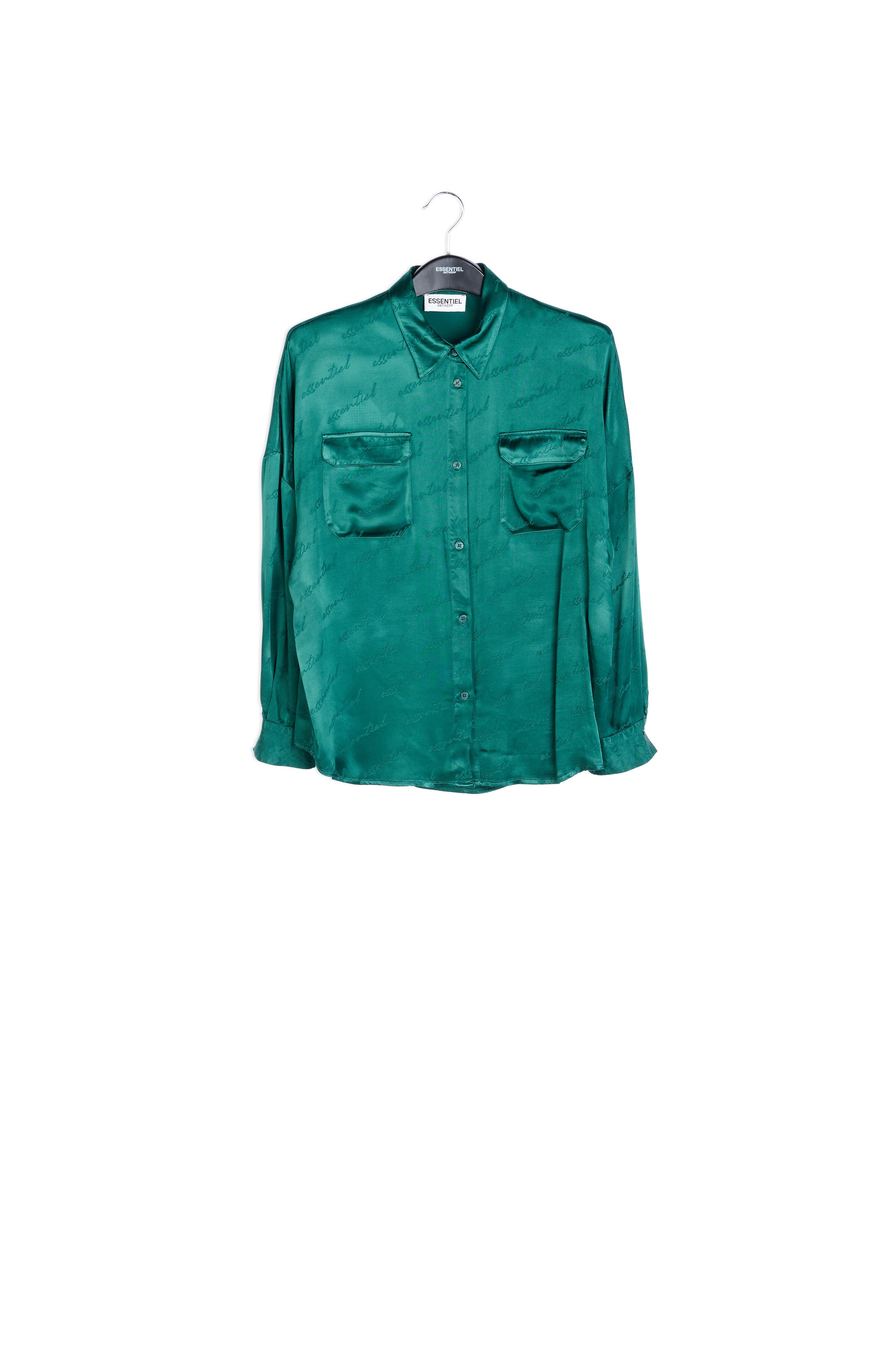 Marineblauw oversized hemd met print RE—SSENTIEL | Essentiel second hand