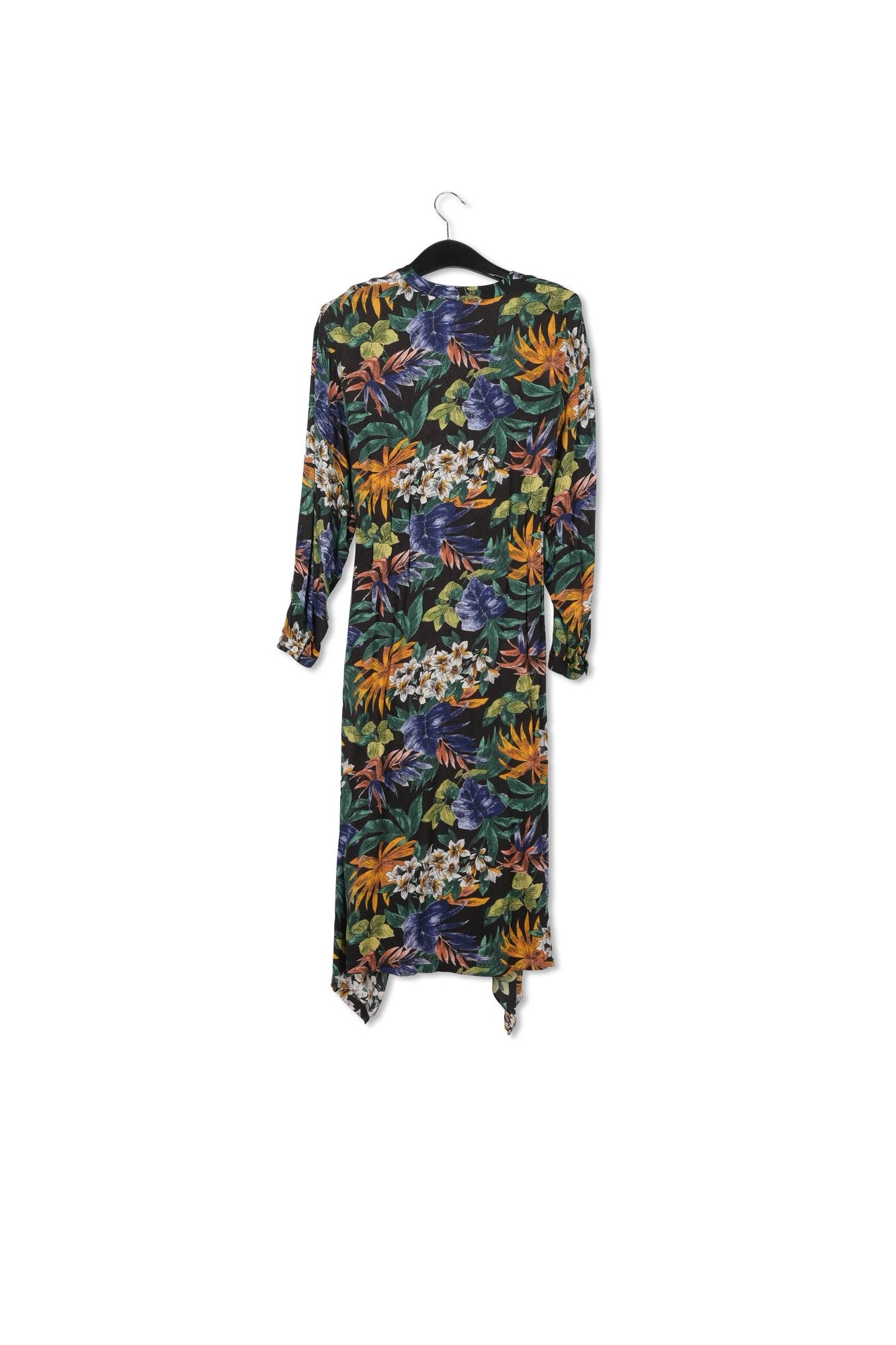 Blue, green and orange floral-print midi dress RE—SSENTIEL | Essentiel second hand