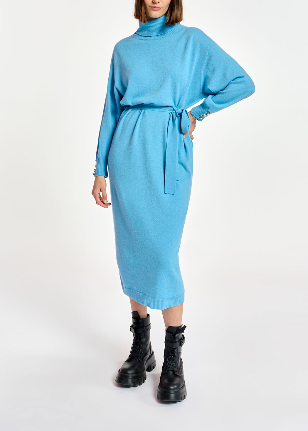 Blue turtleneck knit dress RE—SSENTIEL | Essentiel second hand