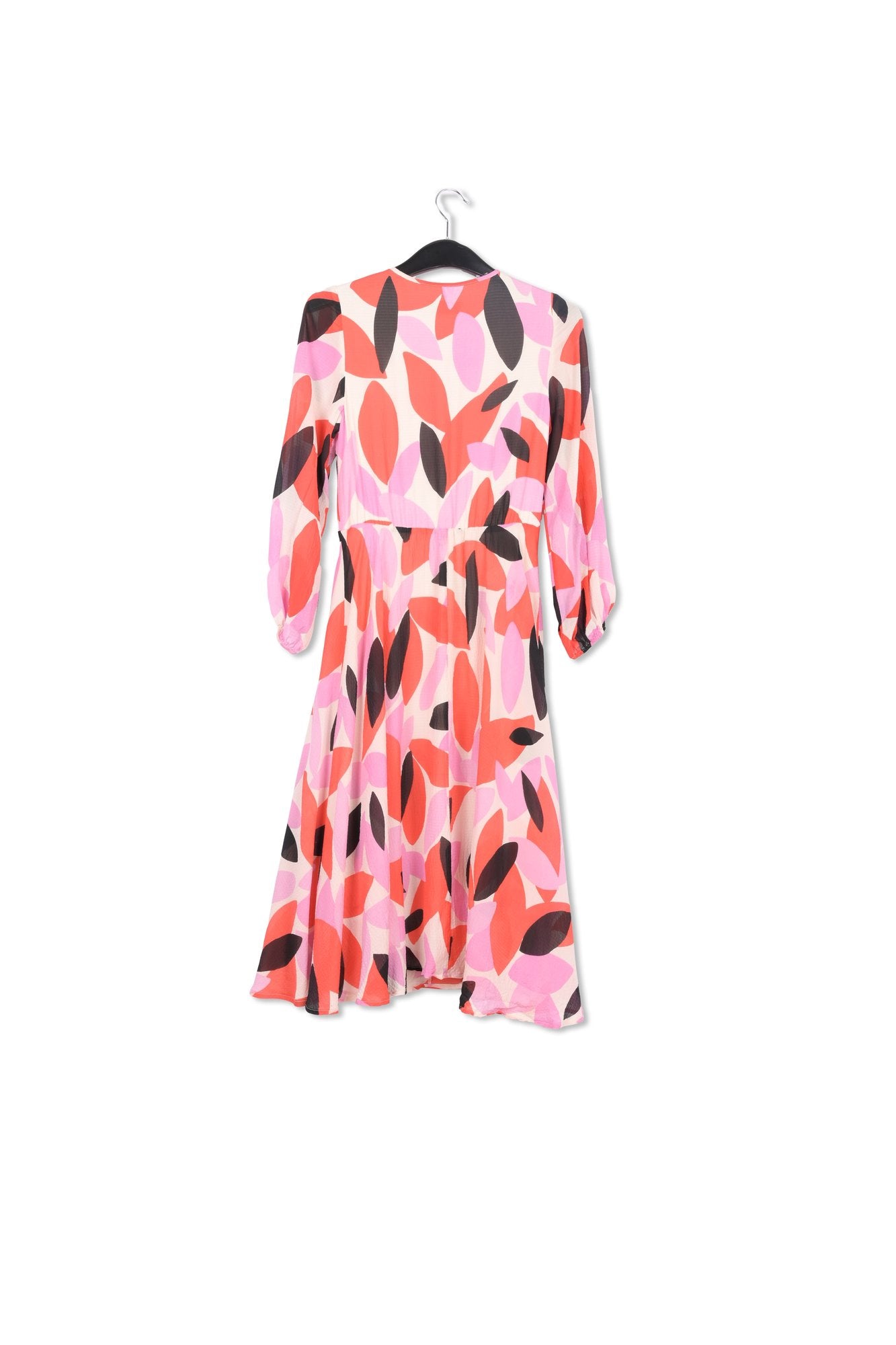 Robe midi à  imprimé abstrait blanc cassé, rouge et rose RE—SSENTIEL | Essentiel second hand