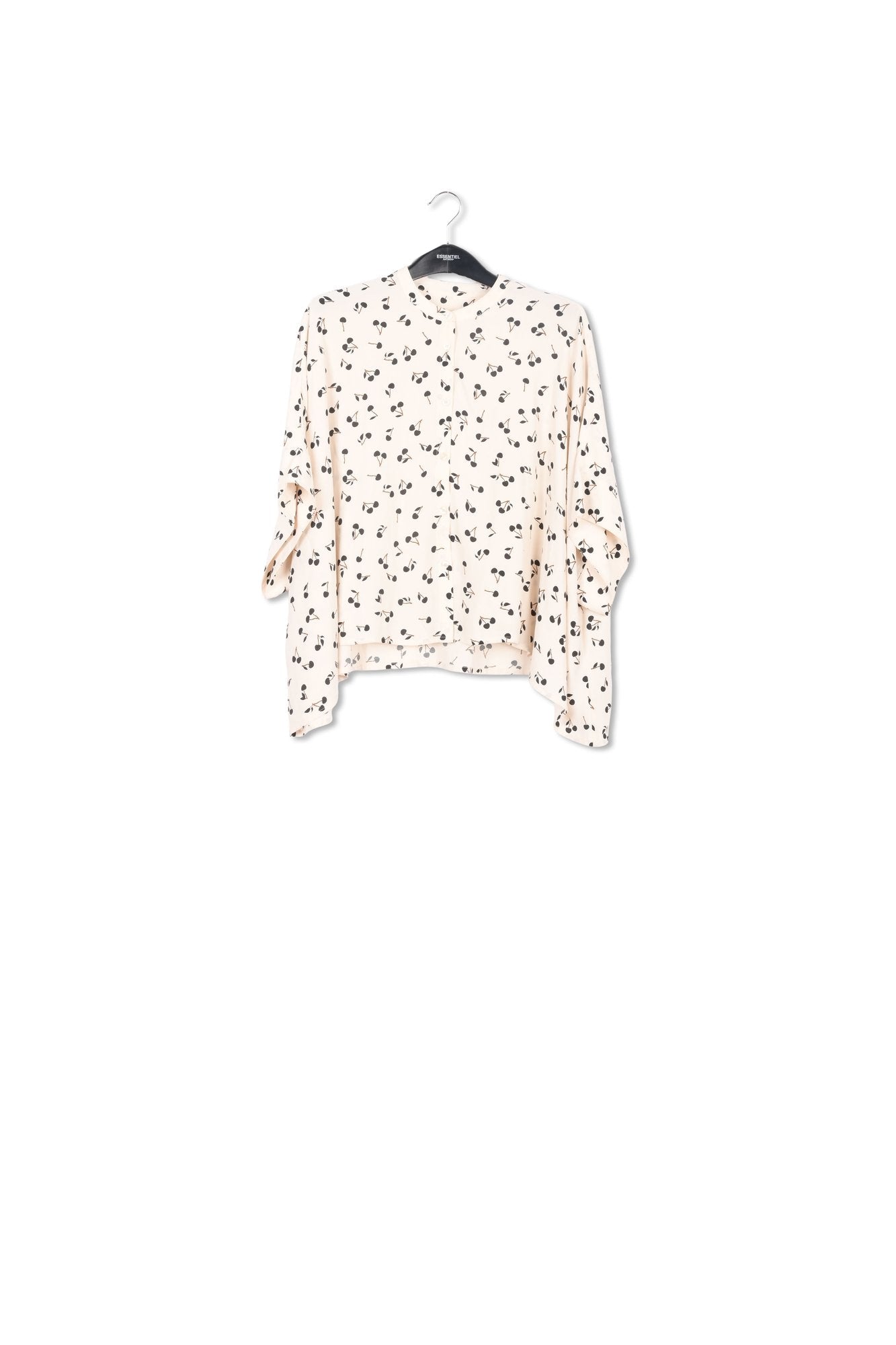 Off-white oversized top with black cherries motif RE—SSENTIEL | Essentiel second hand