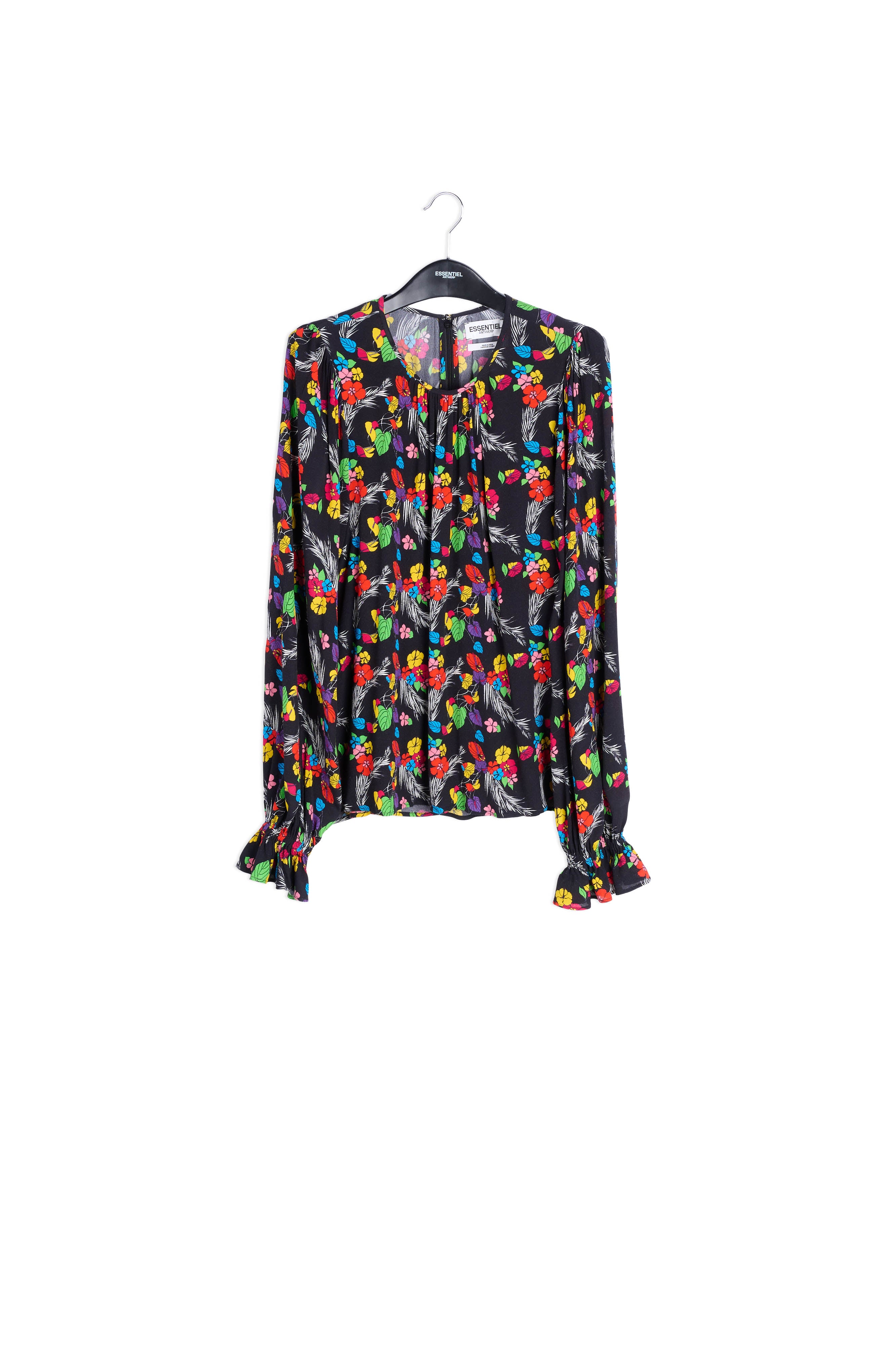Black tropical print top RE—SSENTIEL | Essentiel second hand