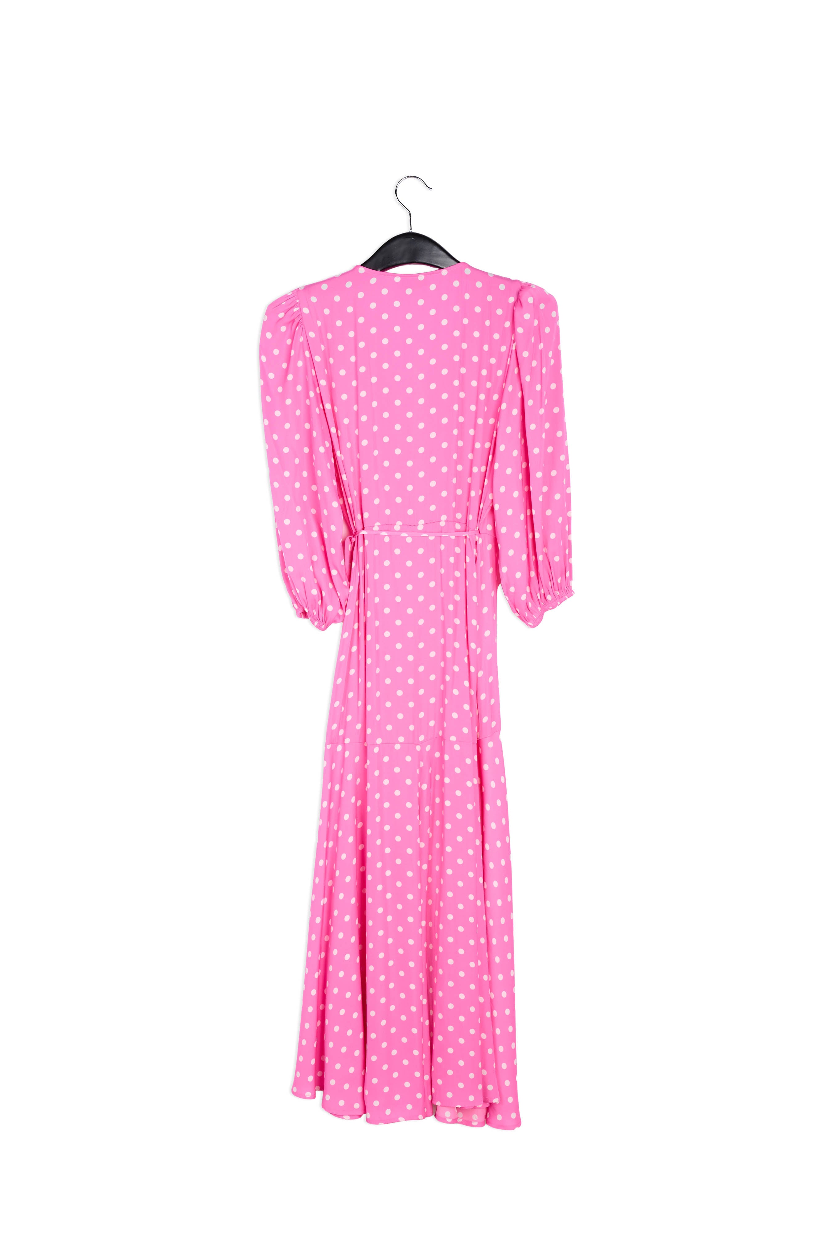 Neon pink polka dot wrap maxi dress RE—SSENTIEL | Essentiel second hand