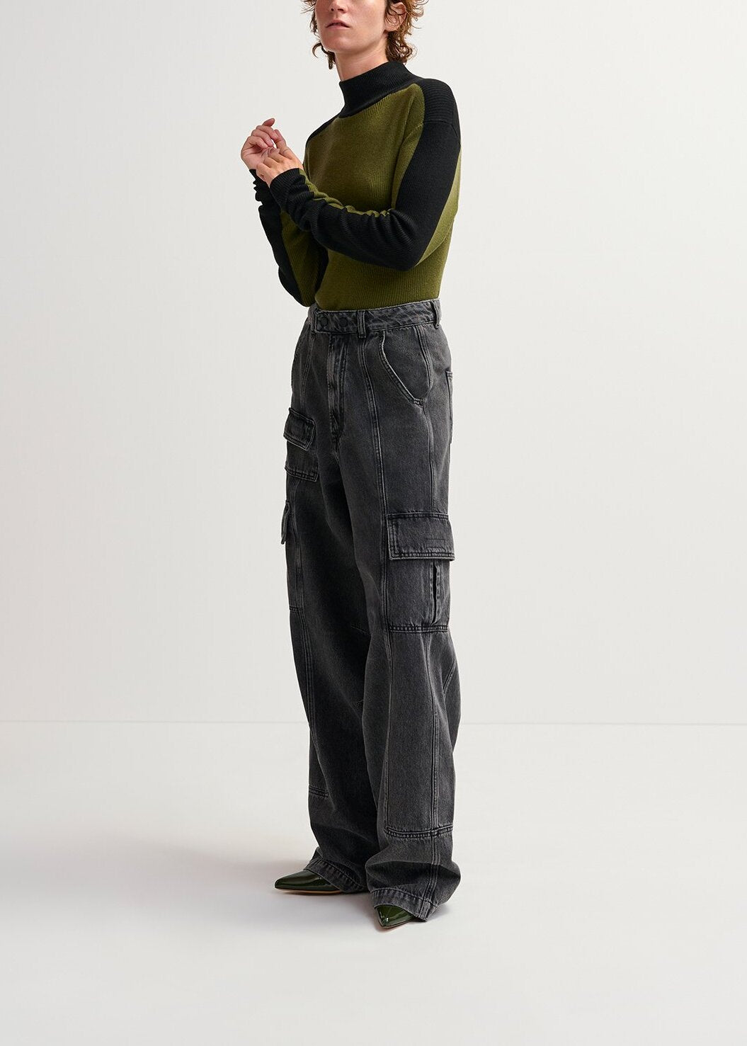 Black wide-leg cargo jeans RE—SSENTIEL | Essentiel second hand