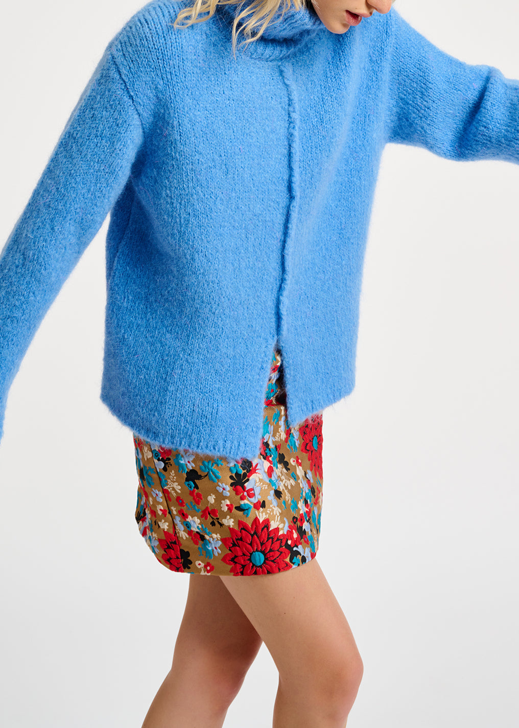 Blue mohair-blend turtleneck sweater RE—SSENTIEL | Essentiel second hand