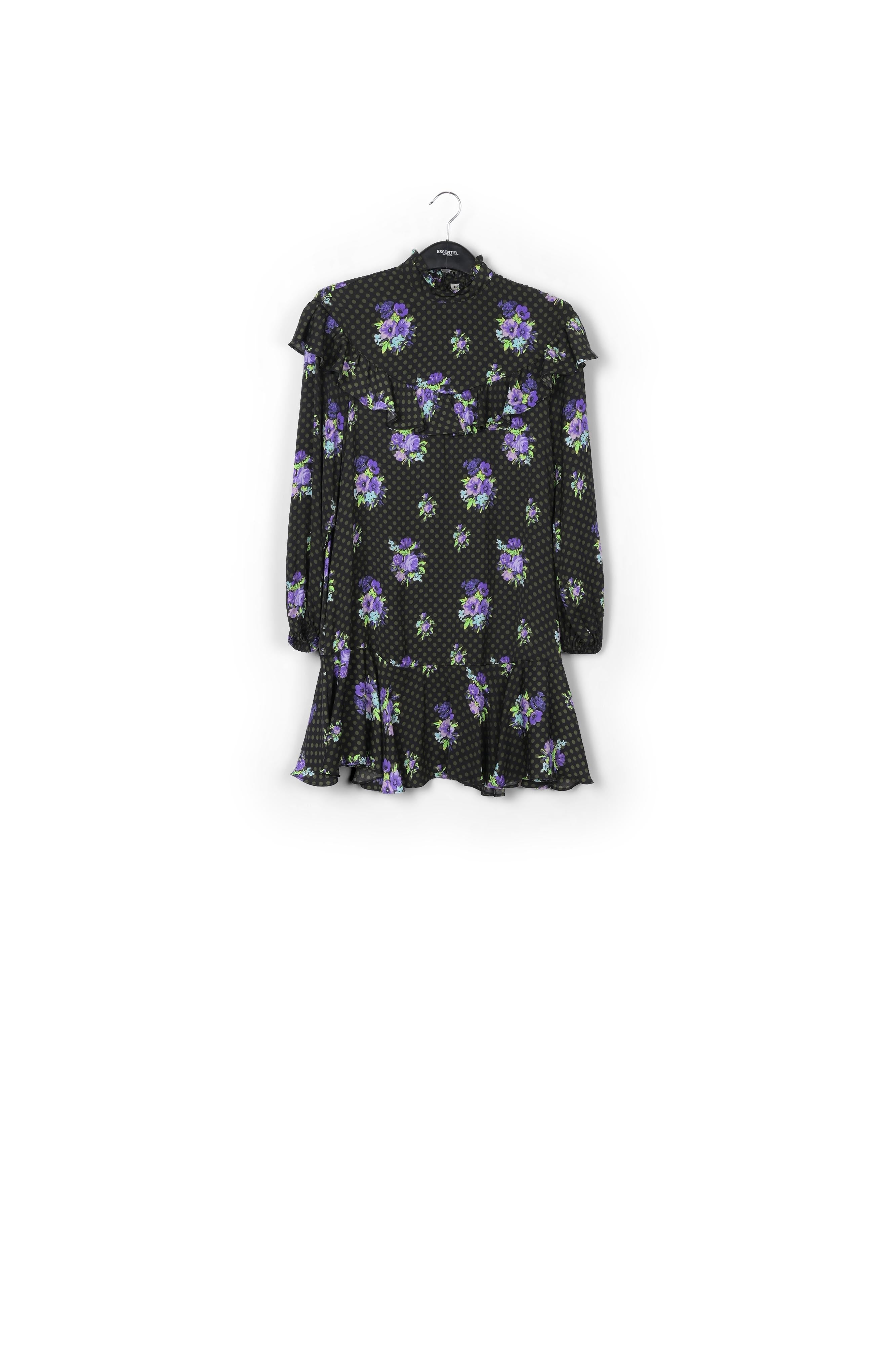 Robe à ligne a noire et pourpre à volants RE—SSENTIEL | Essentiel second hand