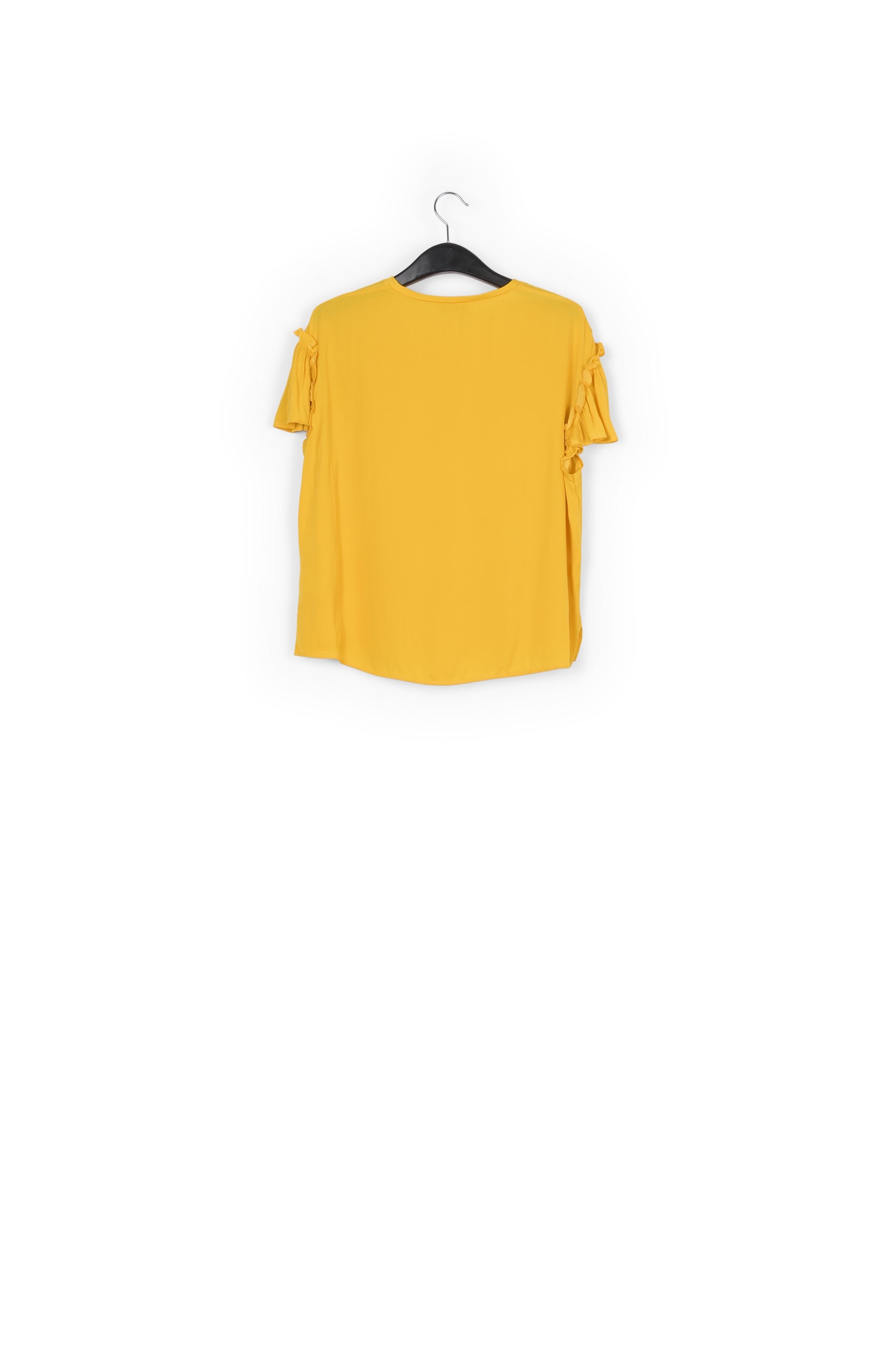 Yellow ruffled short-sleeve top RE—SSENTIEL | Essentiel second hand