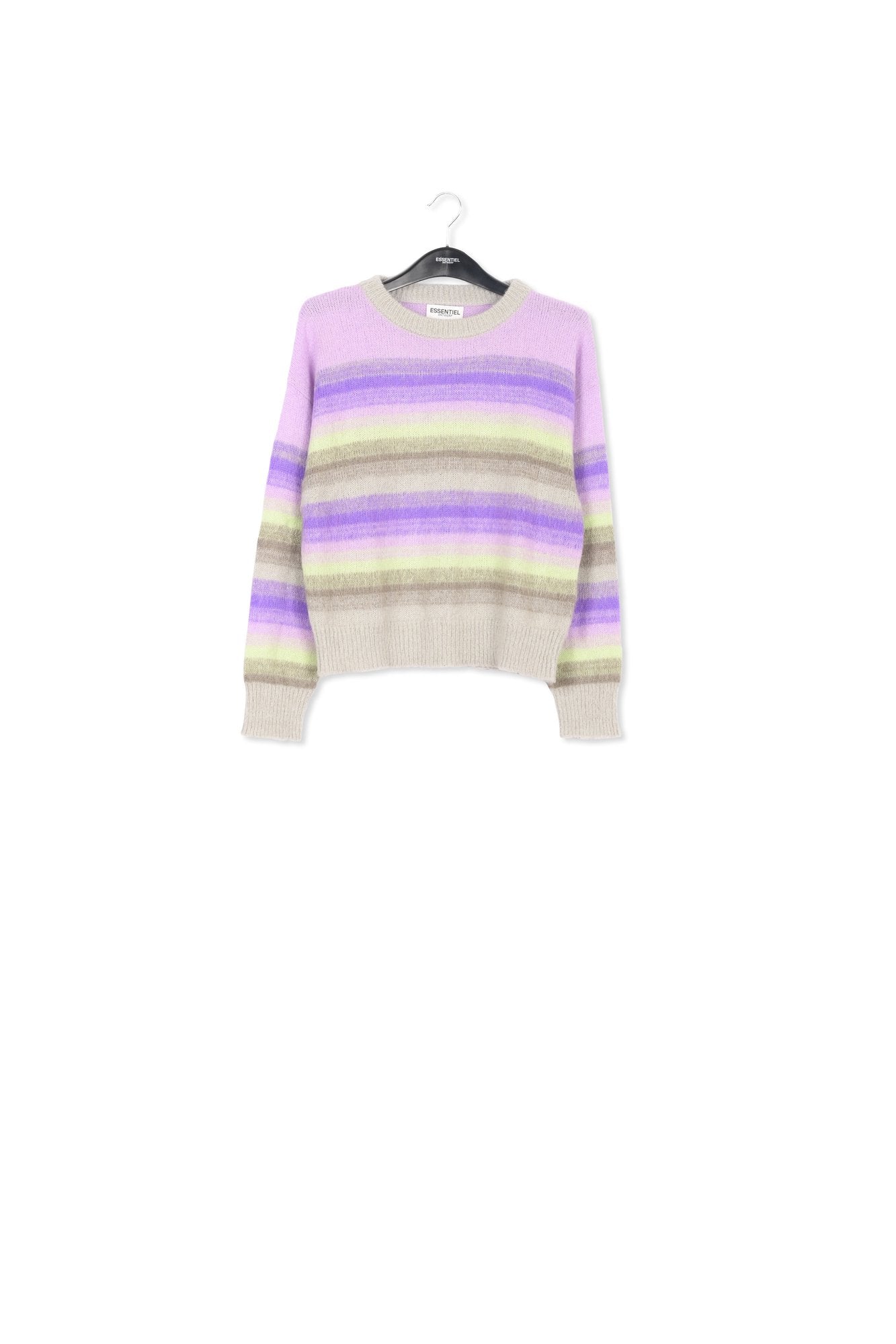 Purple, mint green and beige striped knit sweater RE—SSENTIEL | Essentiel second hand