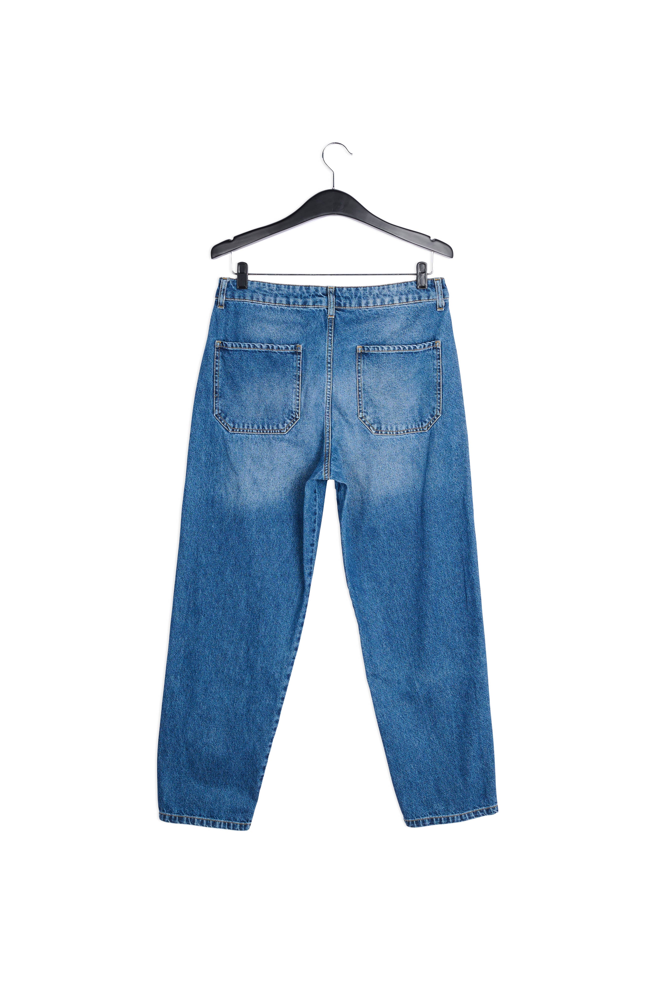 Blue cotton cropped boyfriend jeans with high waist RE—SSENTIEL | Essentiel second hand