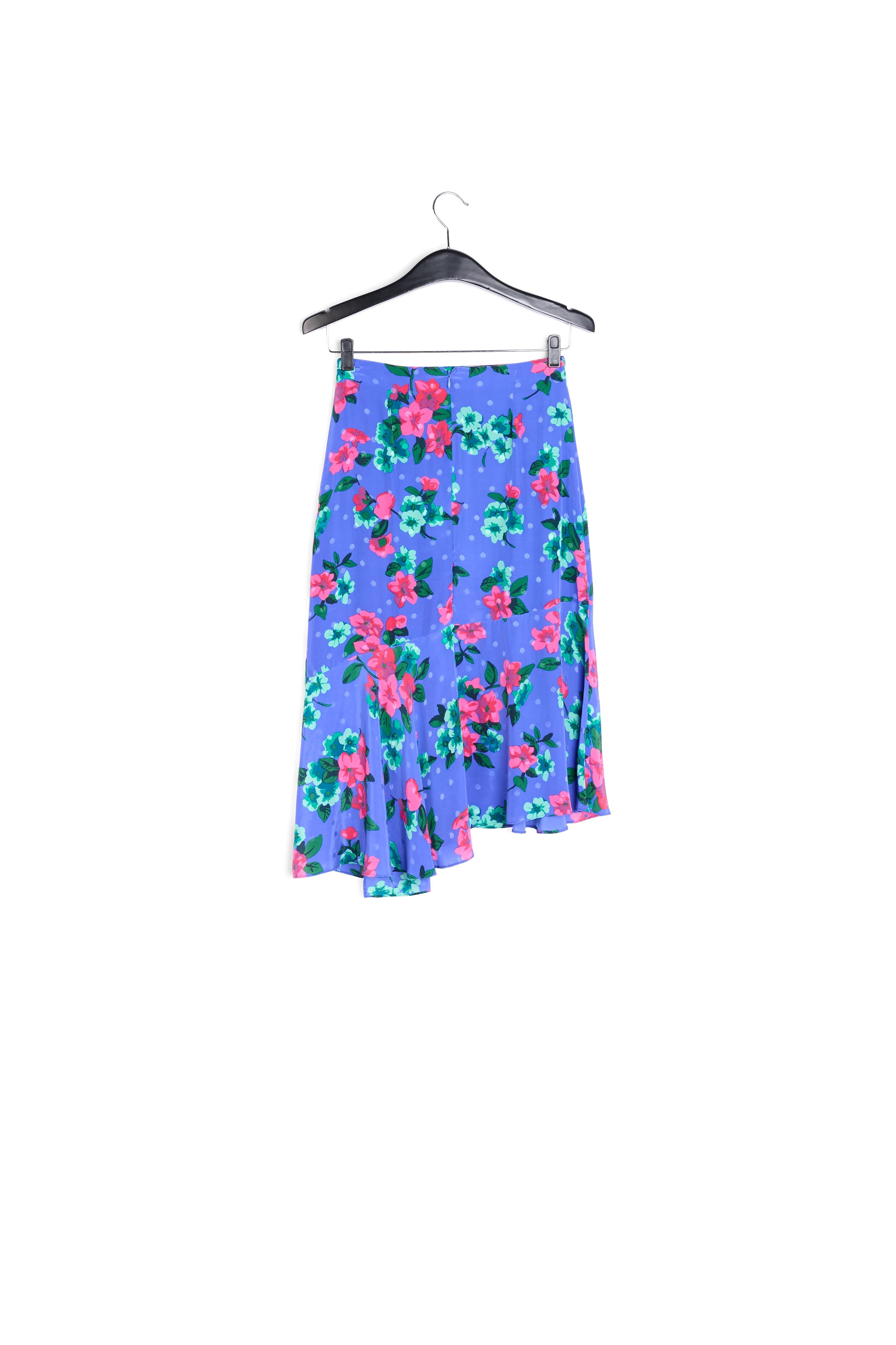 Blue floral and polka dot silk midi skirt RE—SSENTIEL | Essentiel second hand