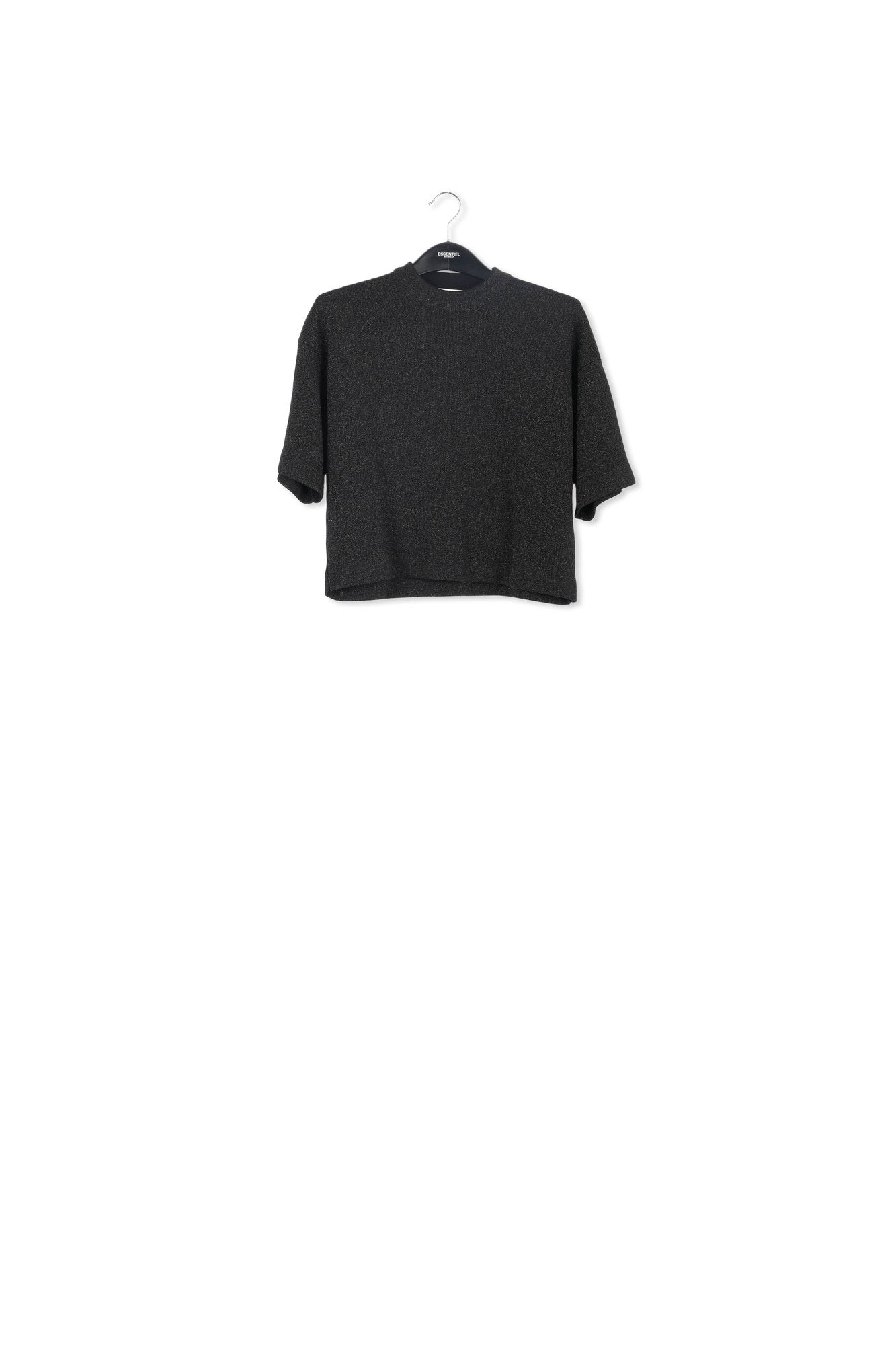 Black lurex short-sleeved sweater RE—SSENTIEL | Essentiel second hand