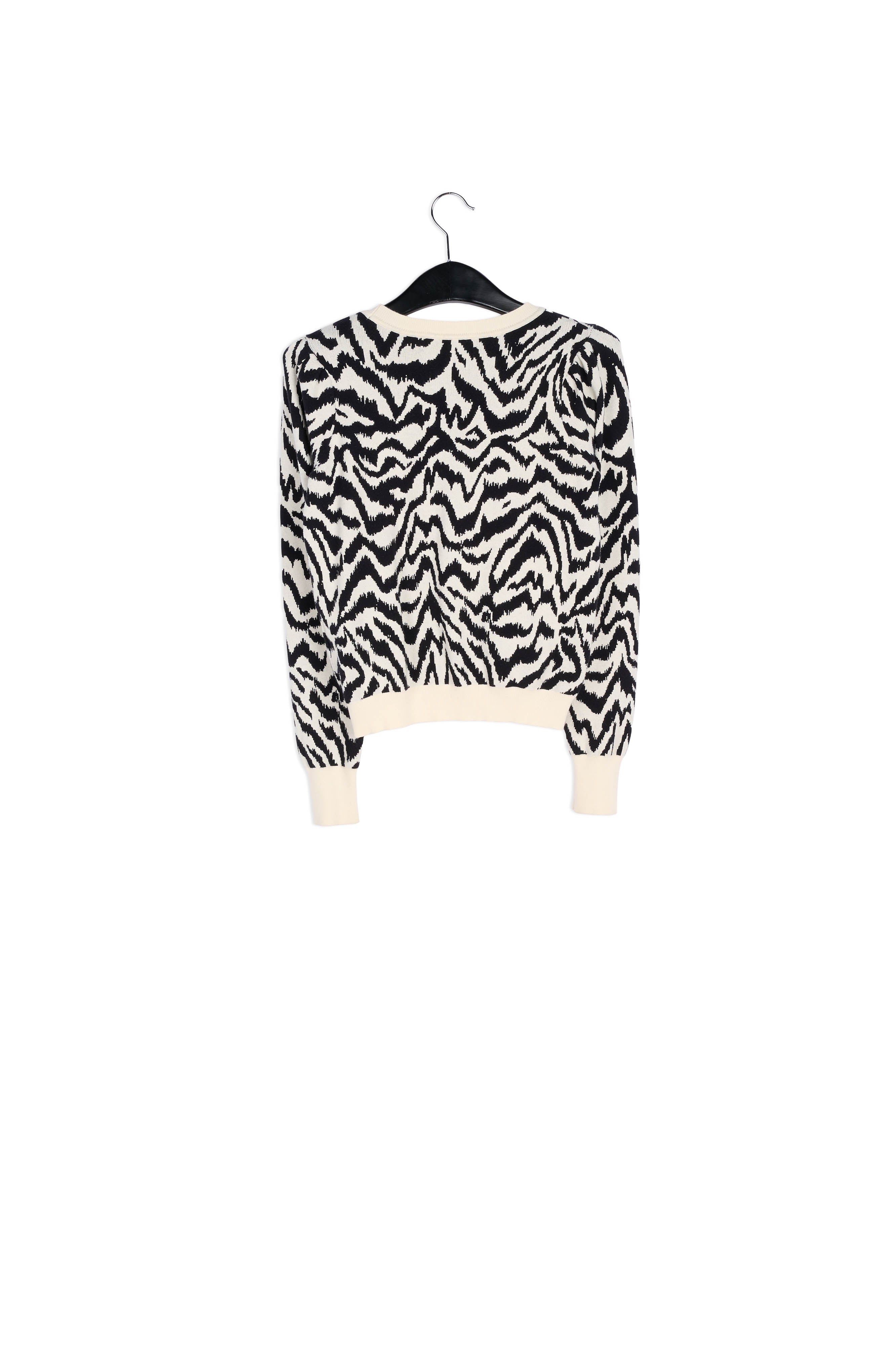 Jacquard gebreide trui met zwart-wit zebramotief RE—SSENTIEL | Essentiel second hand