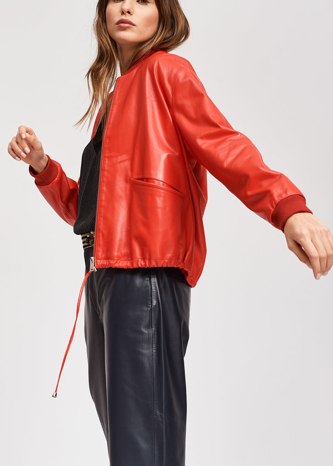 Red soft leather jacket RE—SSENTIEL | Essentiel second hand