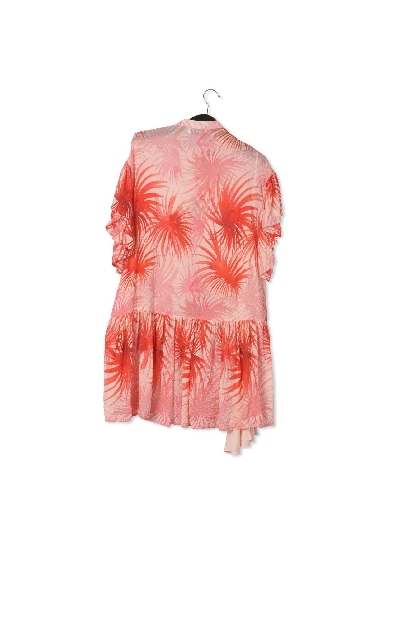 Orange viscose-silk palm leaf print mini dress RE—SSENTIEL | Essentiel second hand
