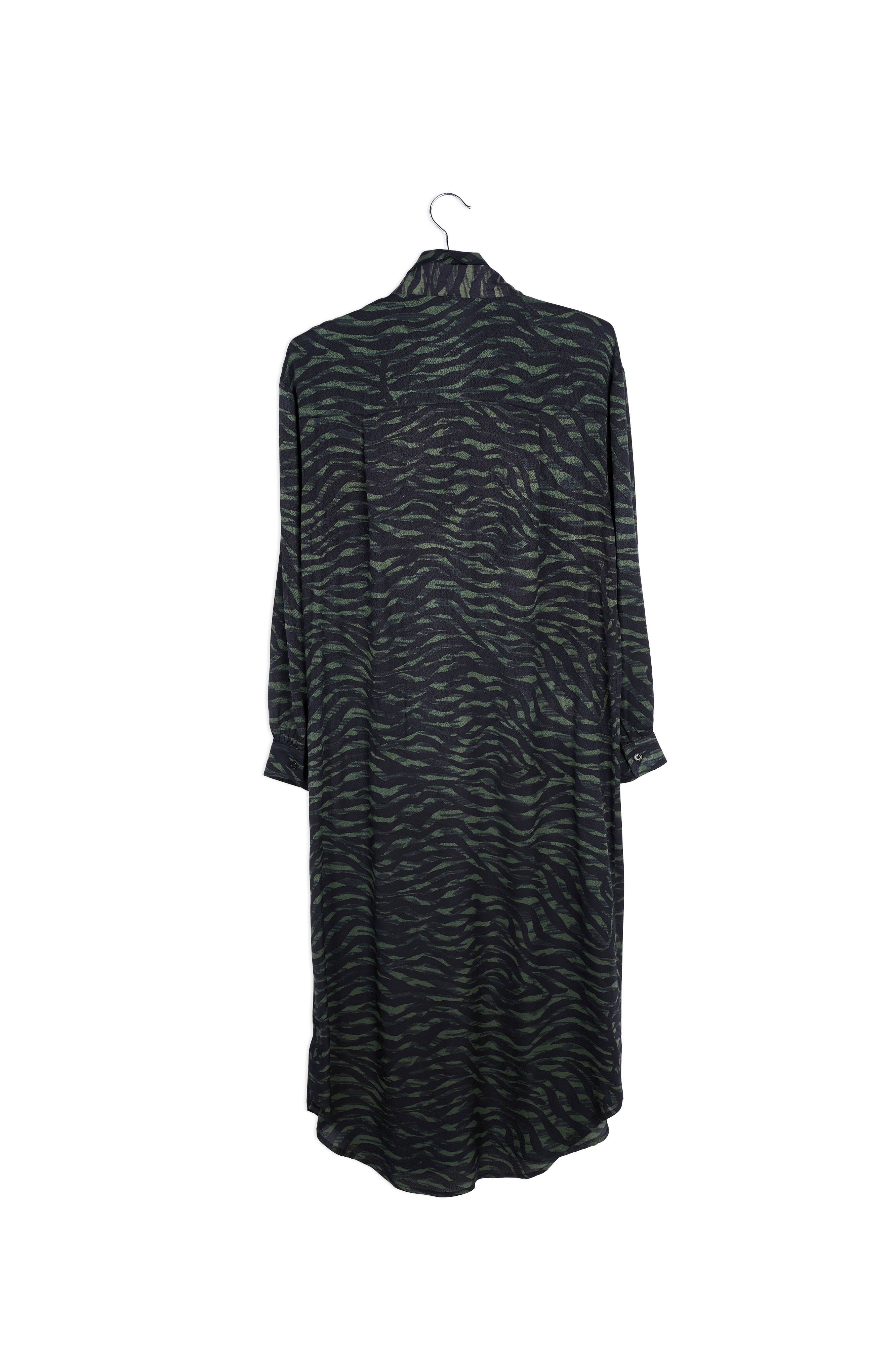 Green and black zebra print midi shirt dress RE—SSENTIEL | Essentiel second hand