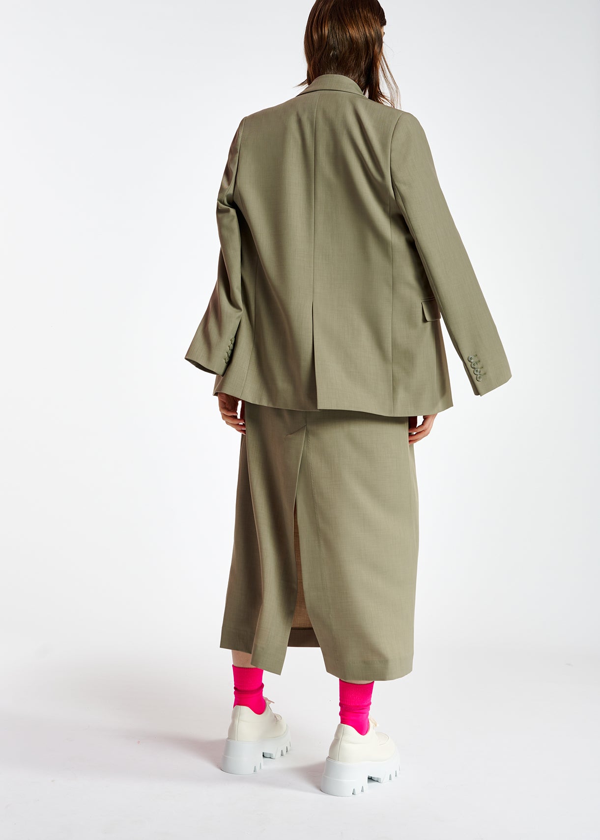 Khaki double-breasted blazer RE—SSENTIEL | Essentiel second hand