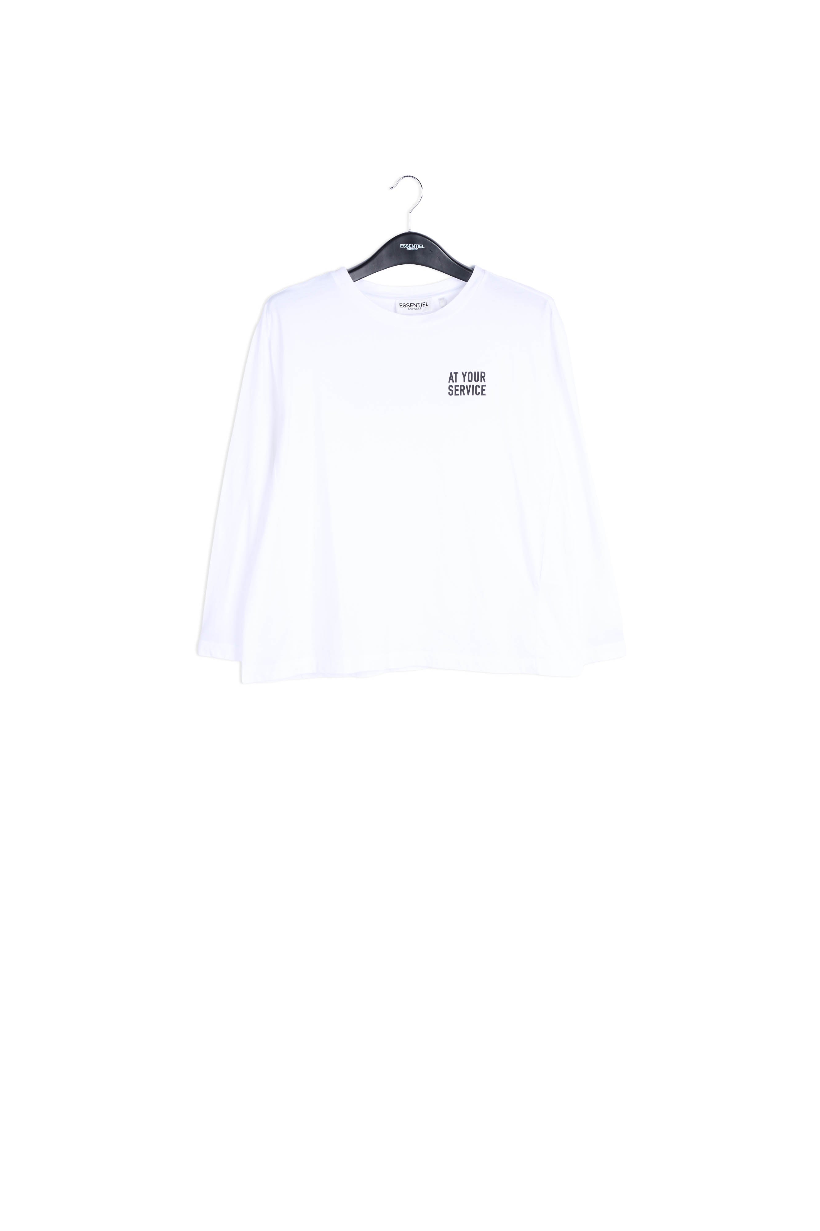 White long sleeve cotton t-shirt with print RE—SSENTIEL | Essentiel second hand