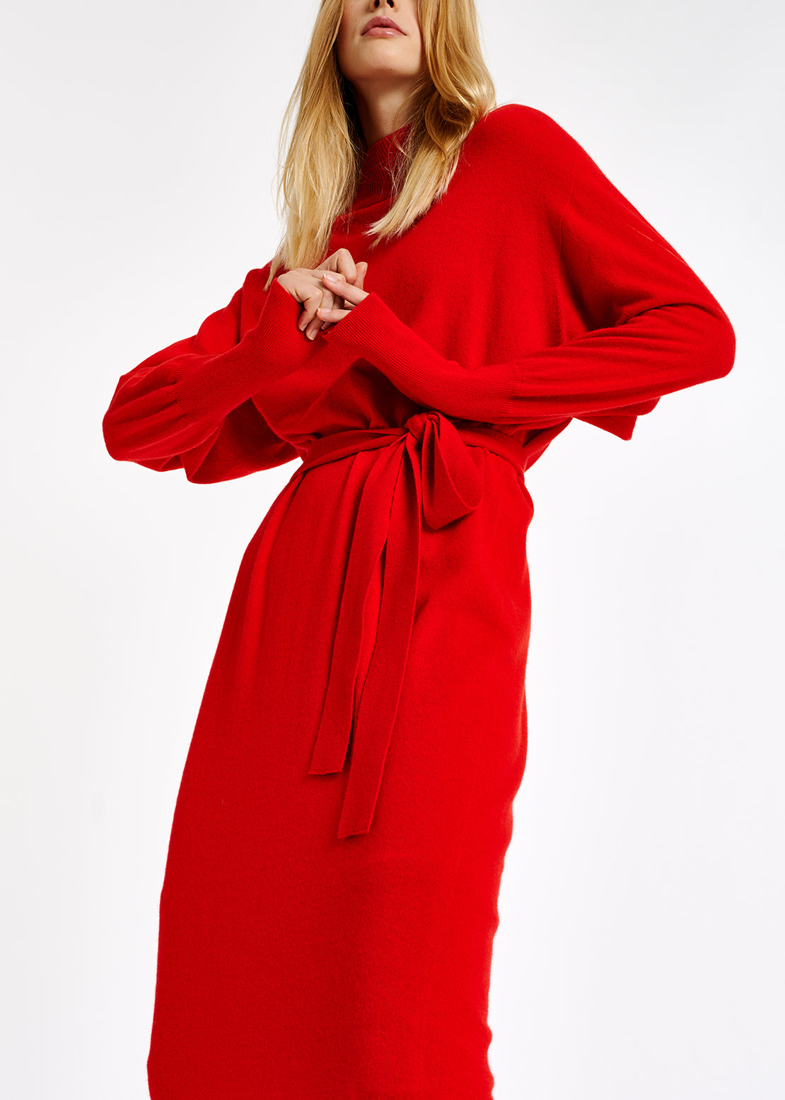 Orange midi-length merino wool blend knit dress RE—SSENTIEL | Essentiel second hand