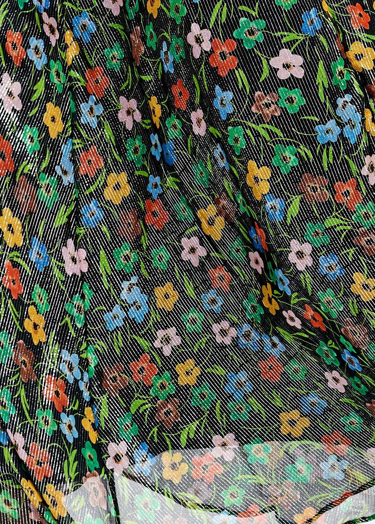 Black floral print midi dress with shiny thread RE—SSENTIEL | Essentiel second hand