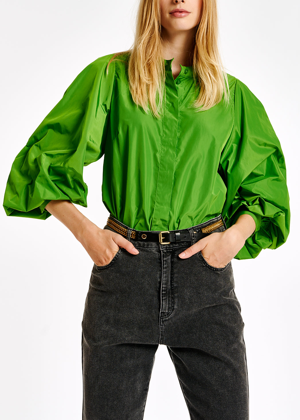 Top vert à manches bouffantes RE—SSENTIEL | Essentiel second hand