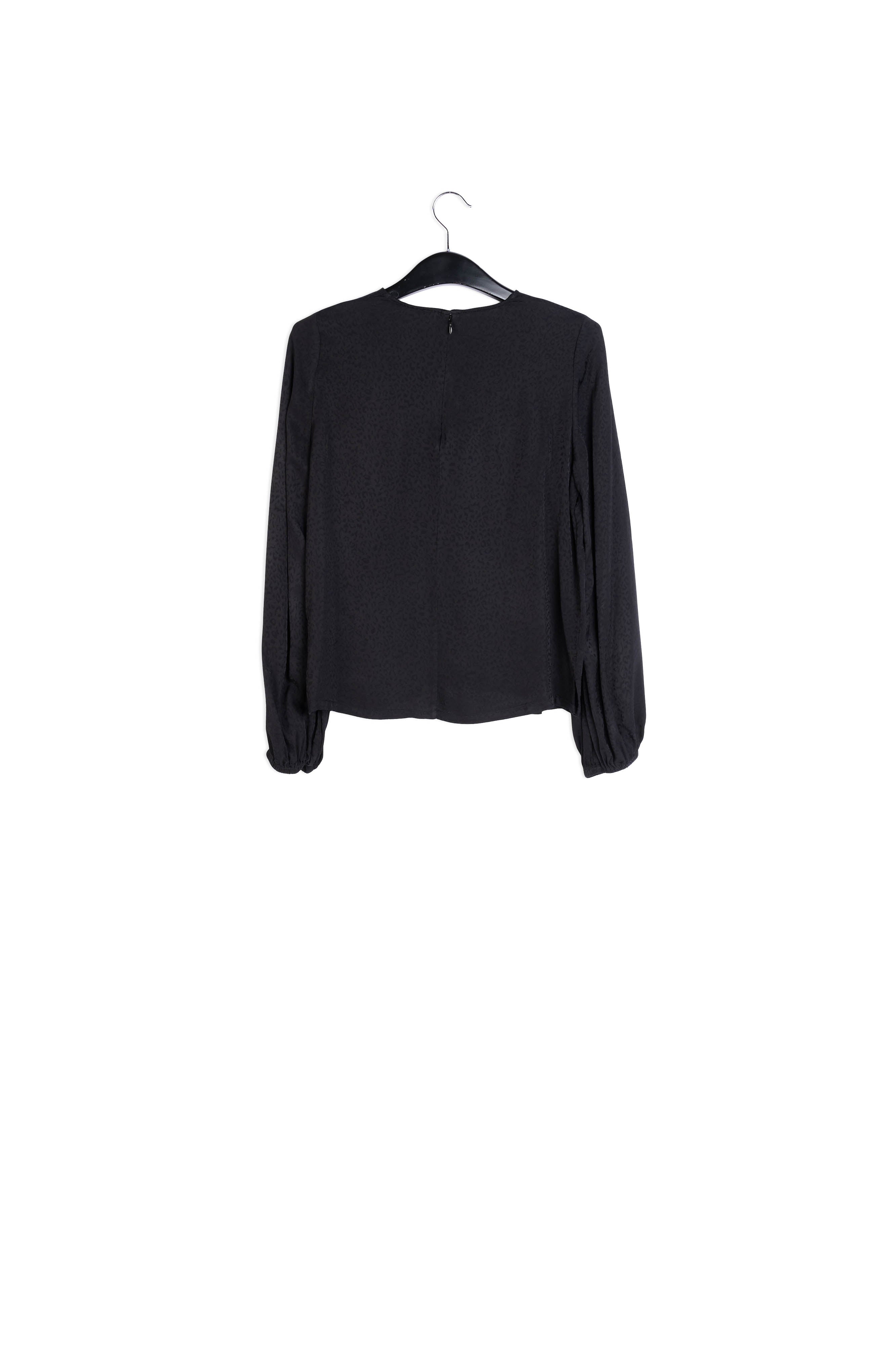 Zwarte blouse met panterprint RE—SSENTIEL | Essentiel second hand