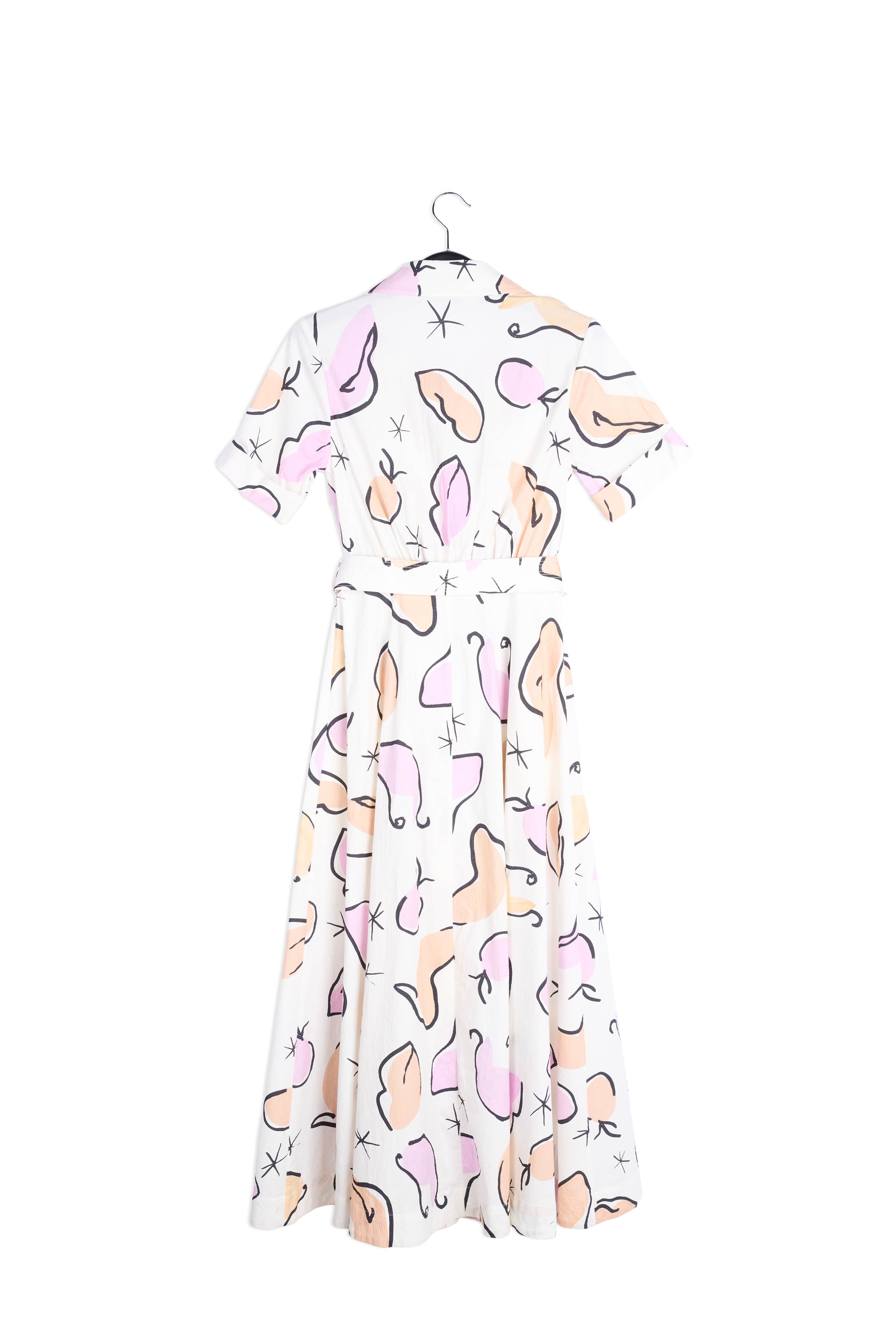 Witte maxi-hemdjurk met abstracte print RE—SSENTIEL | Essentiel second hand