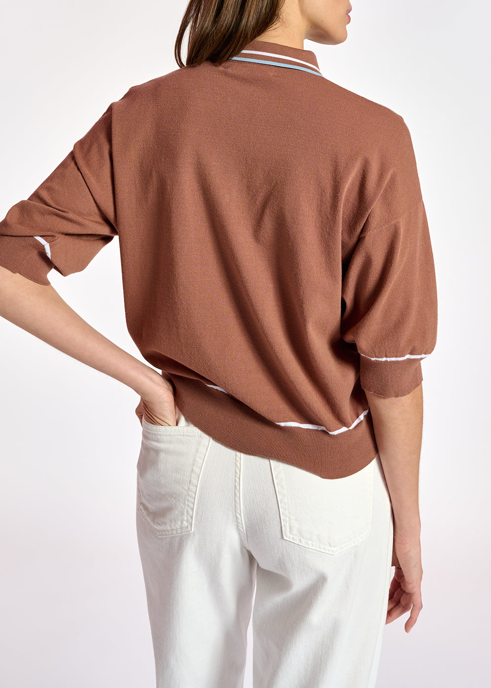Bruine gebreide polotop RE—SSENTIEL | Essentiel second hand