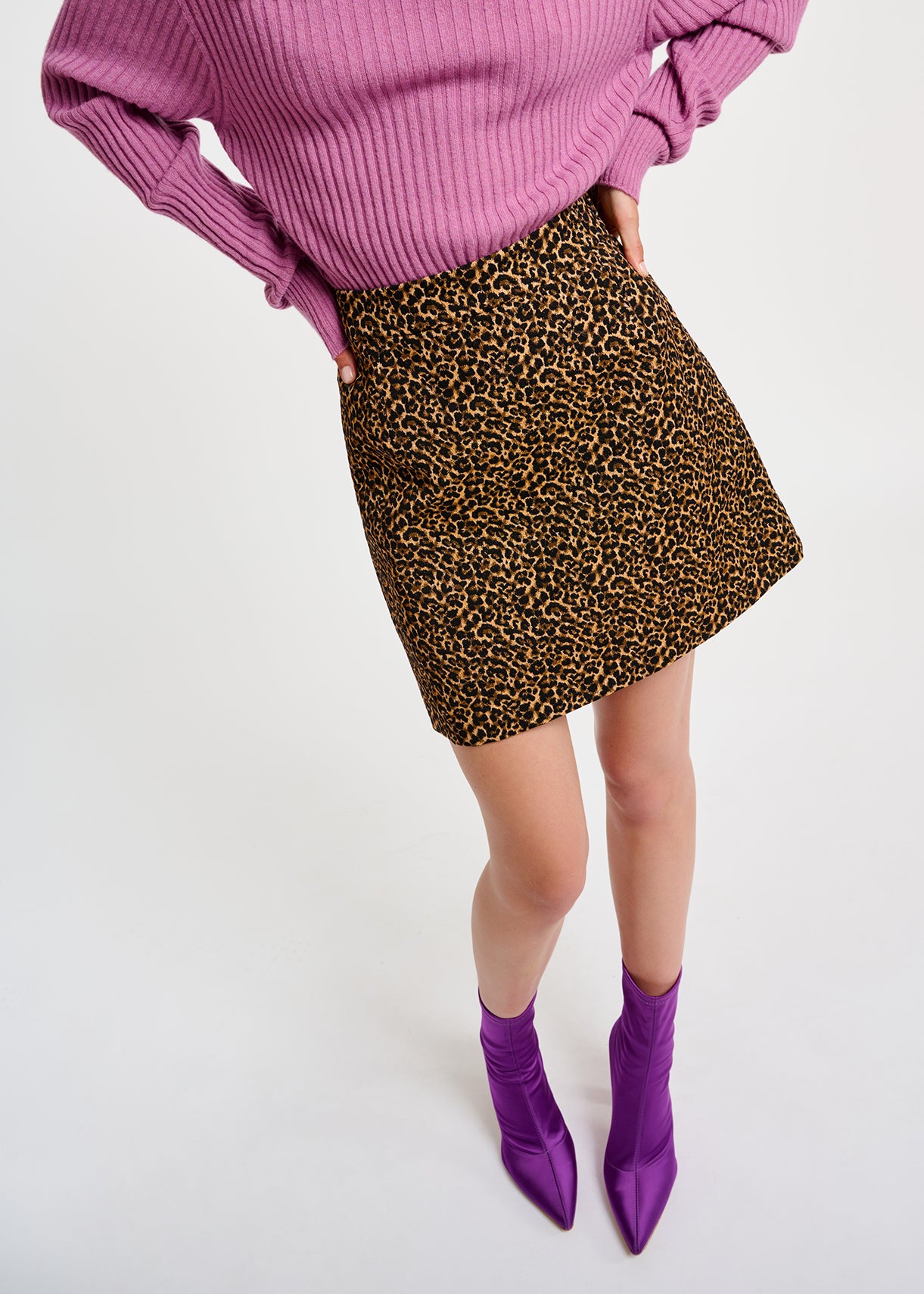 Jacquard mini skirt with leopard motif RE—SSENTIEL | Essentiel second hand