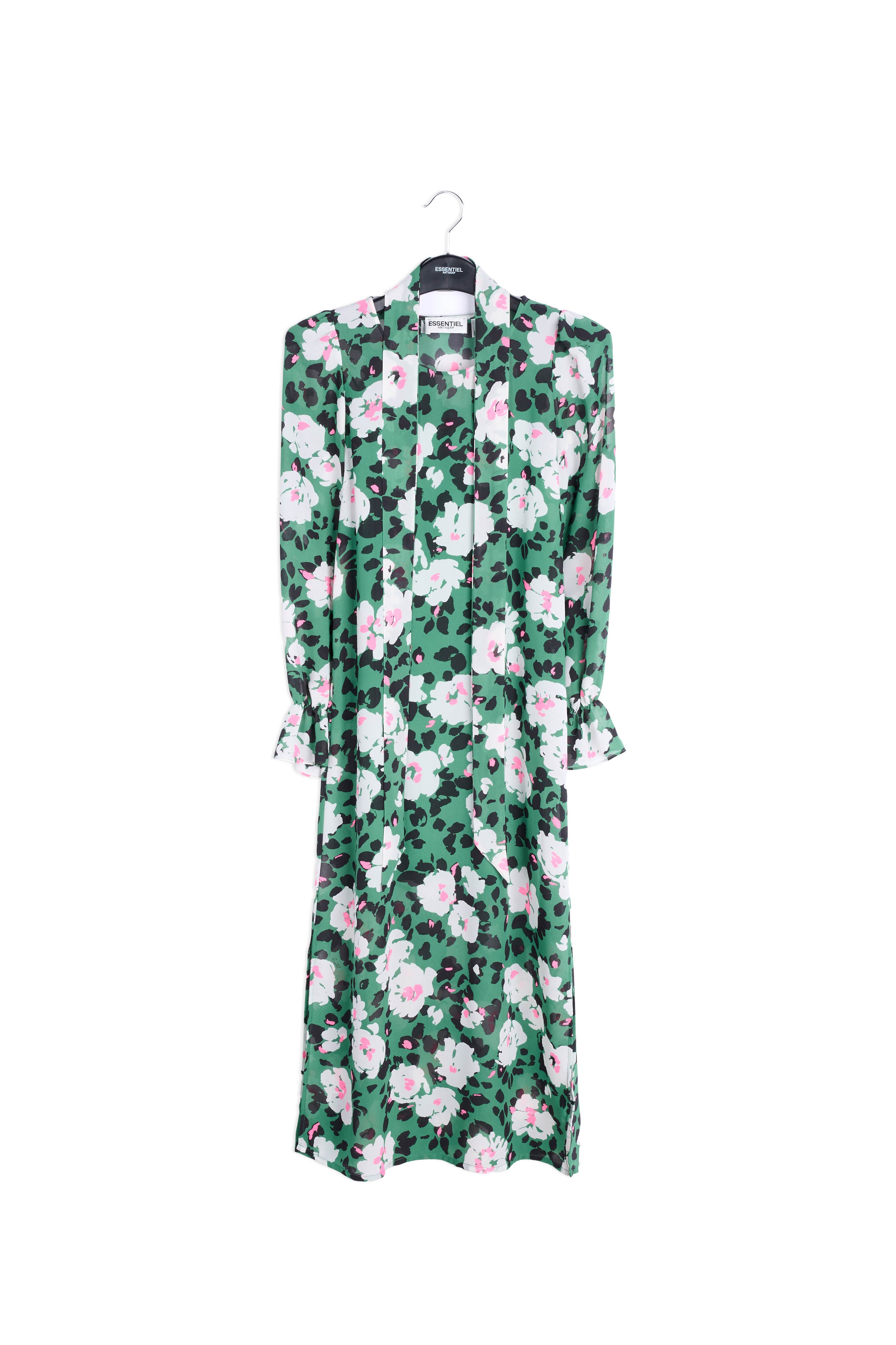 Robe midi verte à fleurs avec ceinture RE—SSENTIEL | Essentiel second hand