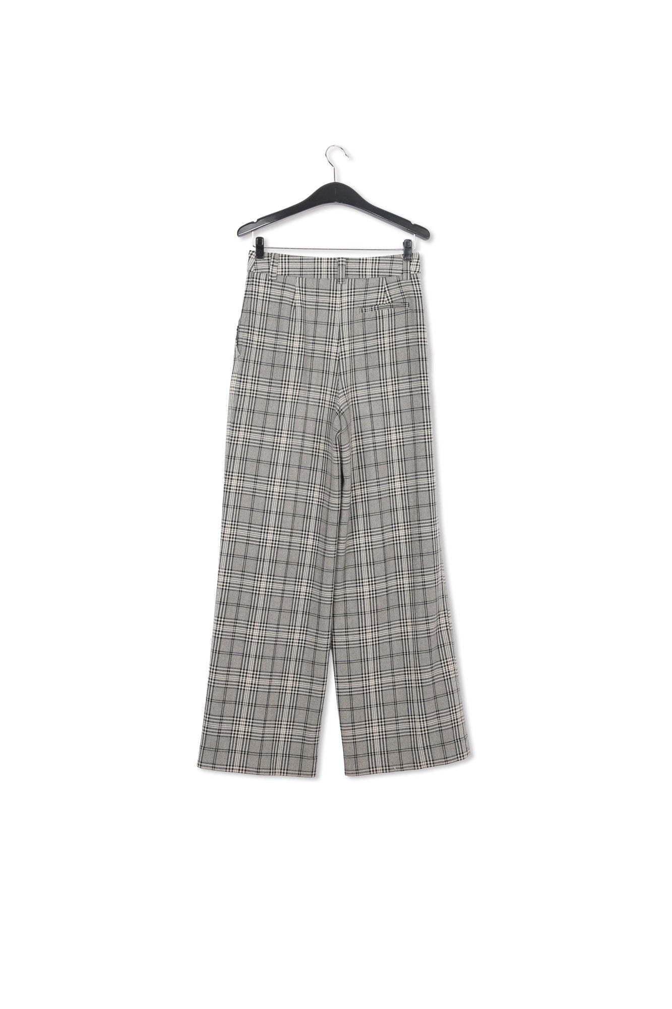 Black and off-white checked straight-leg pants RE—SSENTIEL | Essentiel second hand