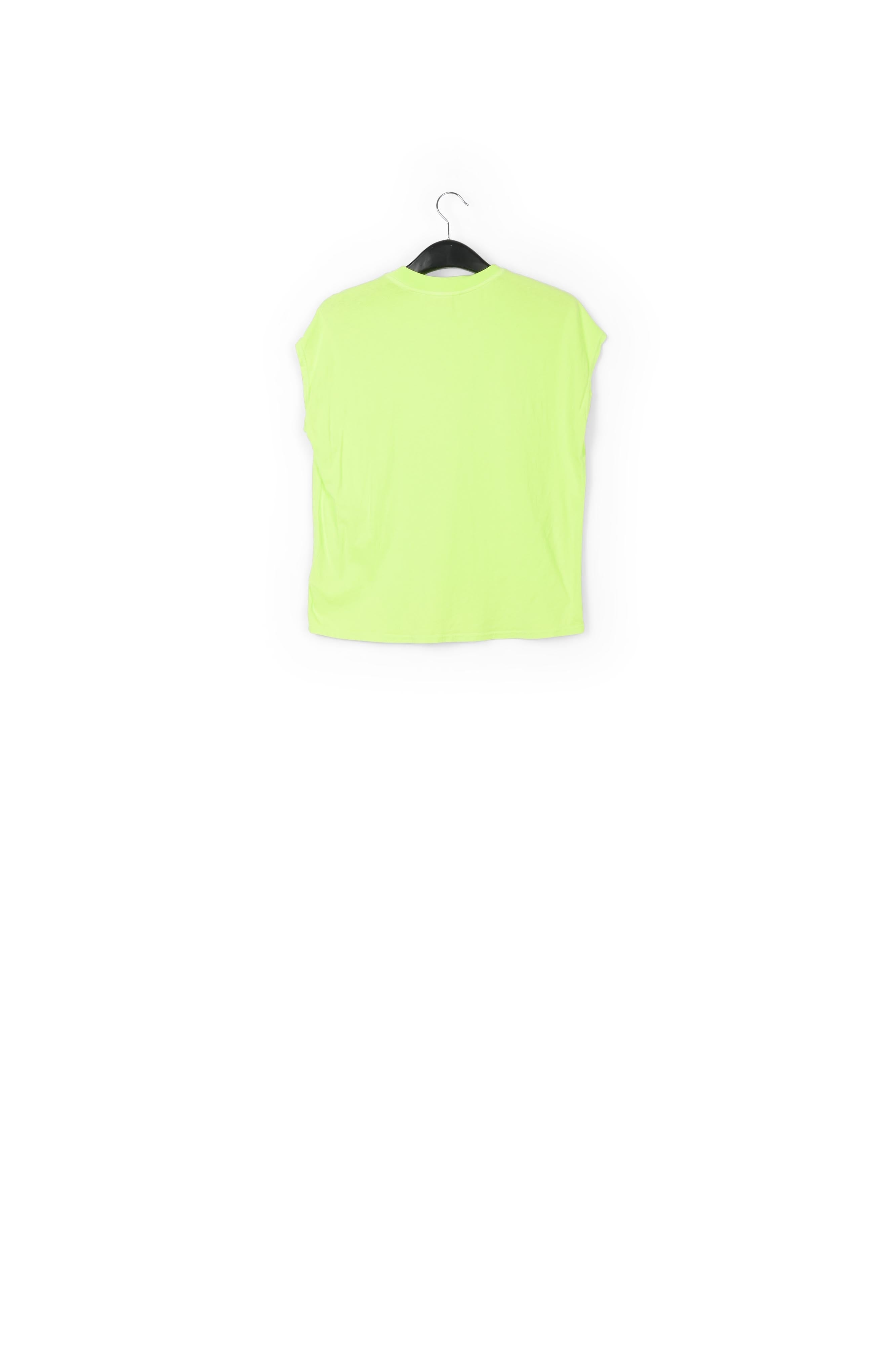 Neon yellow organic cotton T-shirt with text print RE—SSENTIEL | Essentiel second hand