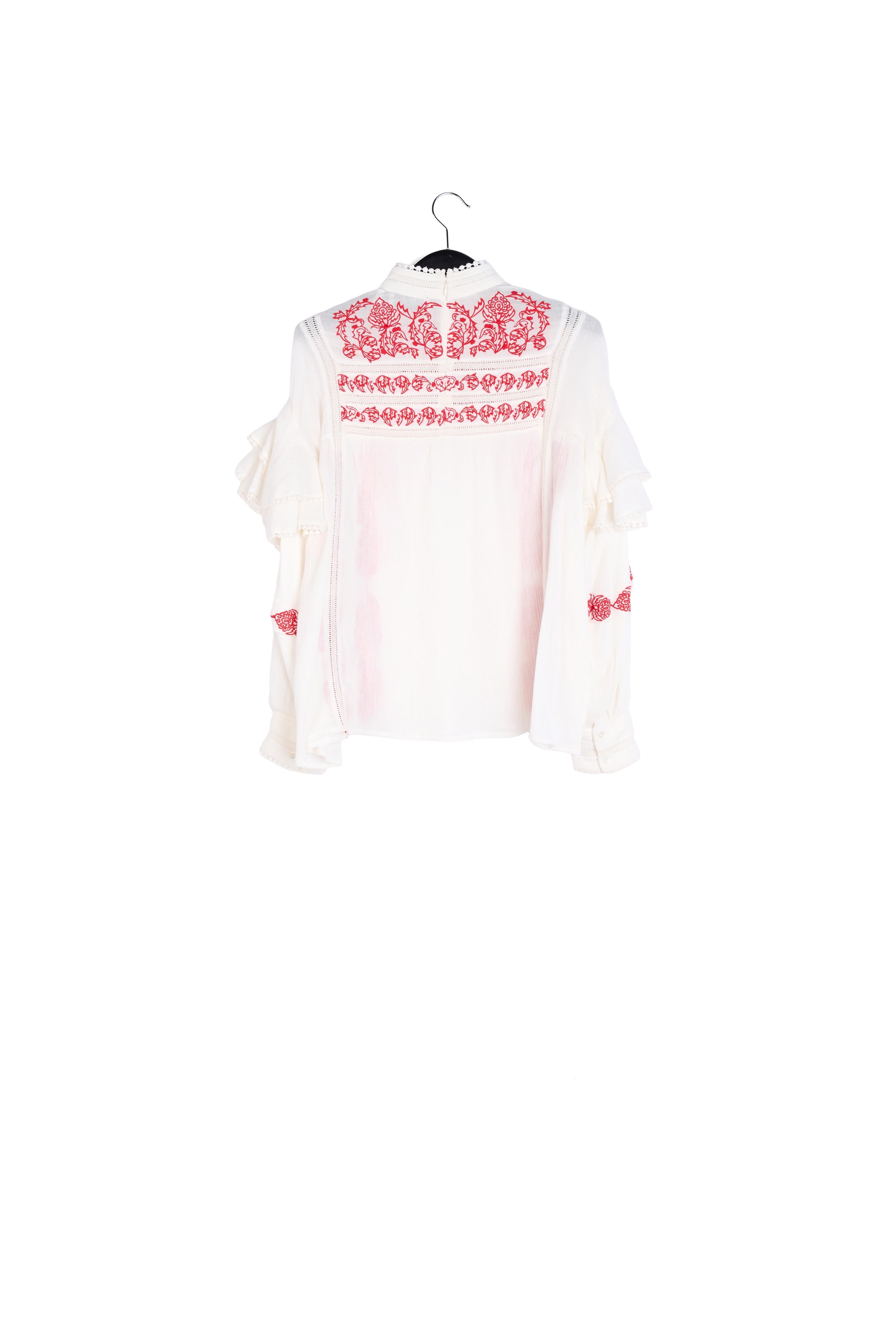 Off-white ruffled lace-trimmed top RE—SSENTIEL | Essentiel second hand