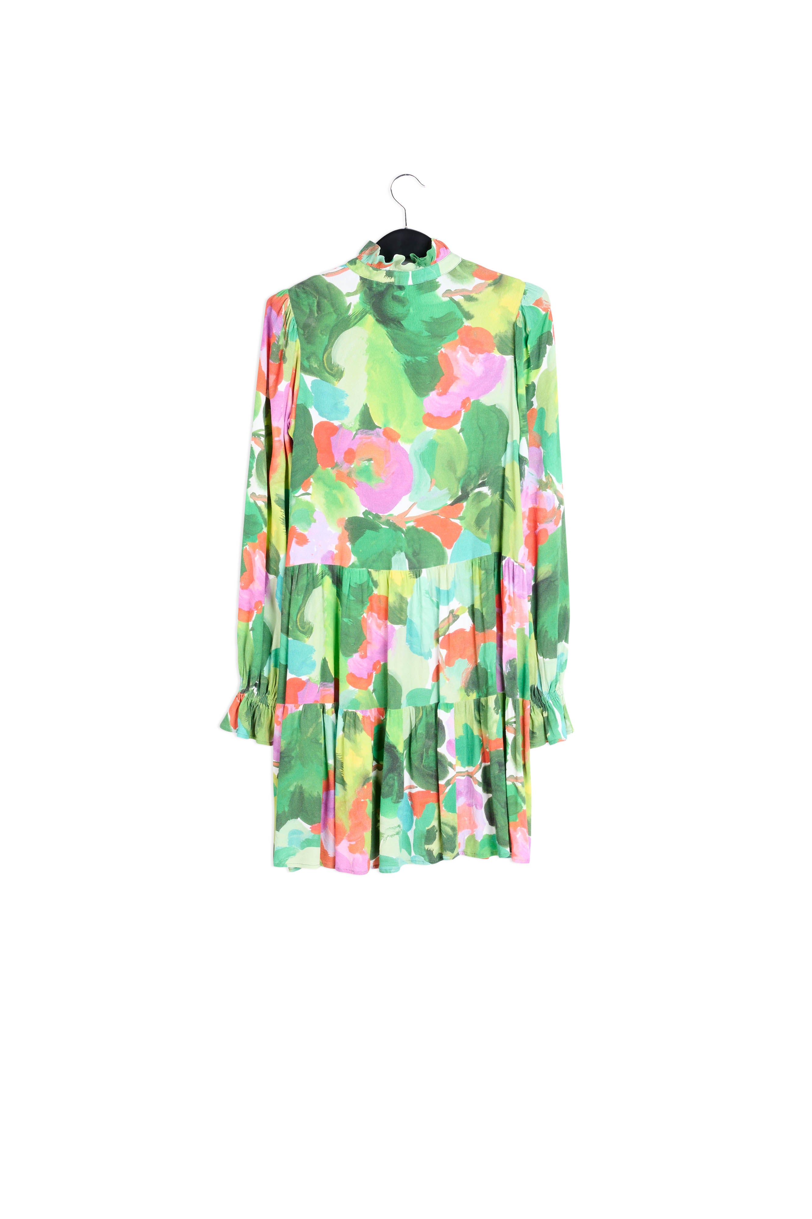 Mini robe trapèze à imprimé aquarelle vert, rouge et pourpre RE—SSENTIEL | Essentiel second hand